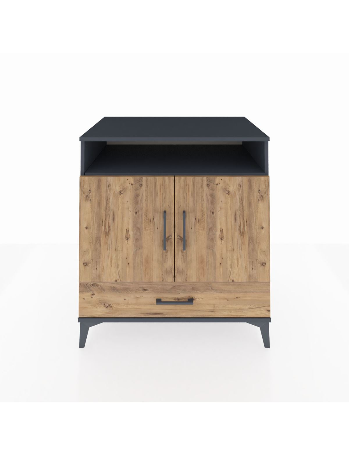 Kronos Şifonyer 3 Raflı Tek Çekmeceli 2 Kapaklı 88x59x96 Antrasit-Çam