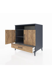 Kronos Şifonyer 3 Raflı Tek Çekmeceli 2 Kapaklı 88x59x96 Antrasit-Çam