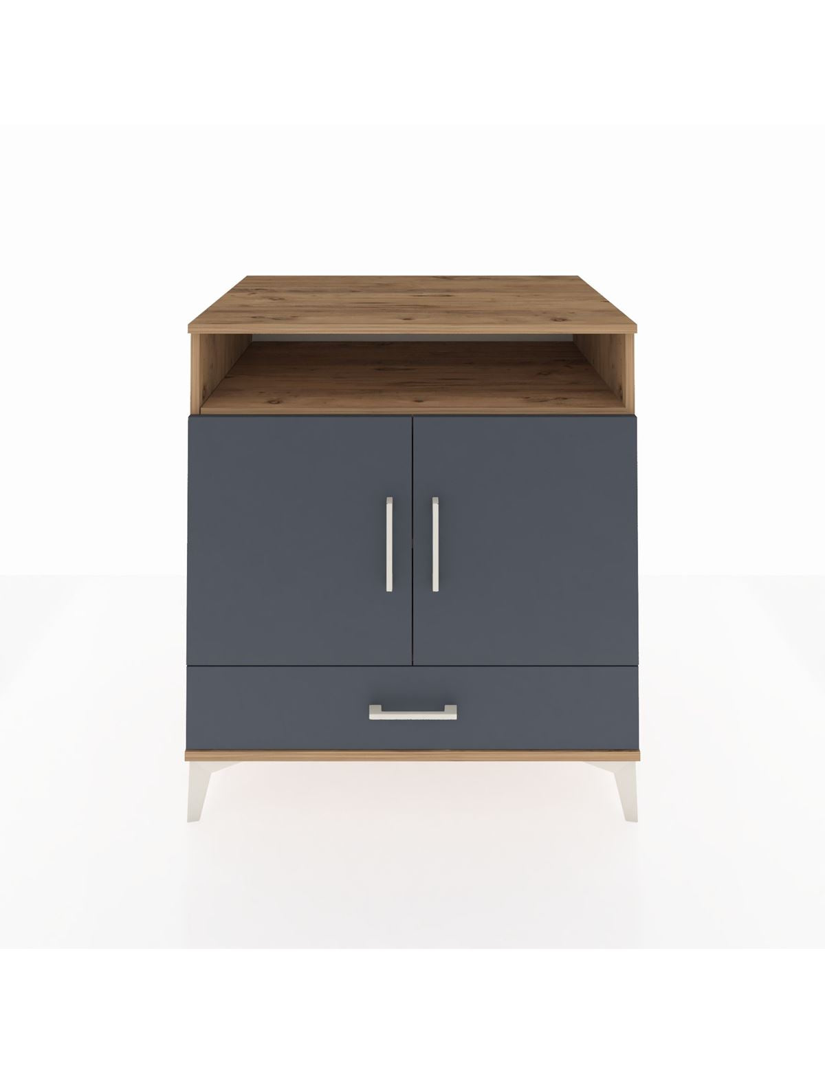 Kronos Şifonyer 3 Raflı Tek Çekmeceli 2 Kapaklı 88x59x96 Çam-Antrasit