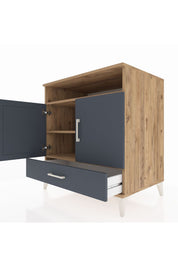 Kronos Şifonyer 3 Raflı Tek Çekmeceli 2 Kapaklı 88x59x96 Çam-Antrasit