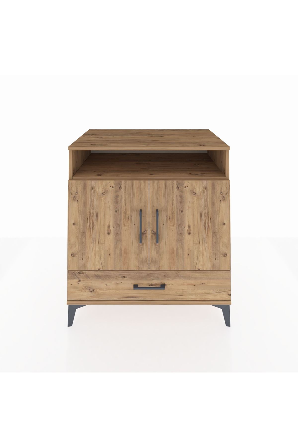 Kronos Şifonyer 3 Raflı Tek Çekmeceli 2 Kapaklı 88x59x96 Çam-Çam