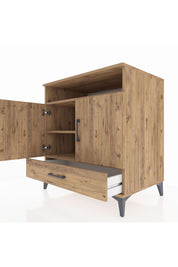 Kronos Şifonyer 3 Raflı Tek Çekmeceli 2 Kapaklı 88x59x96 Çam-Çam