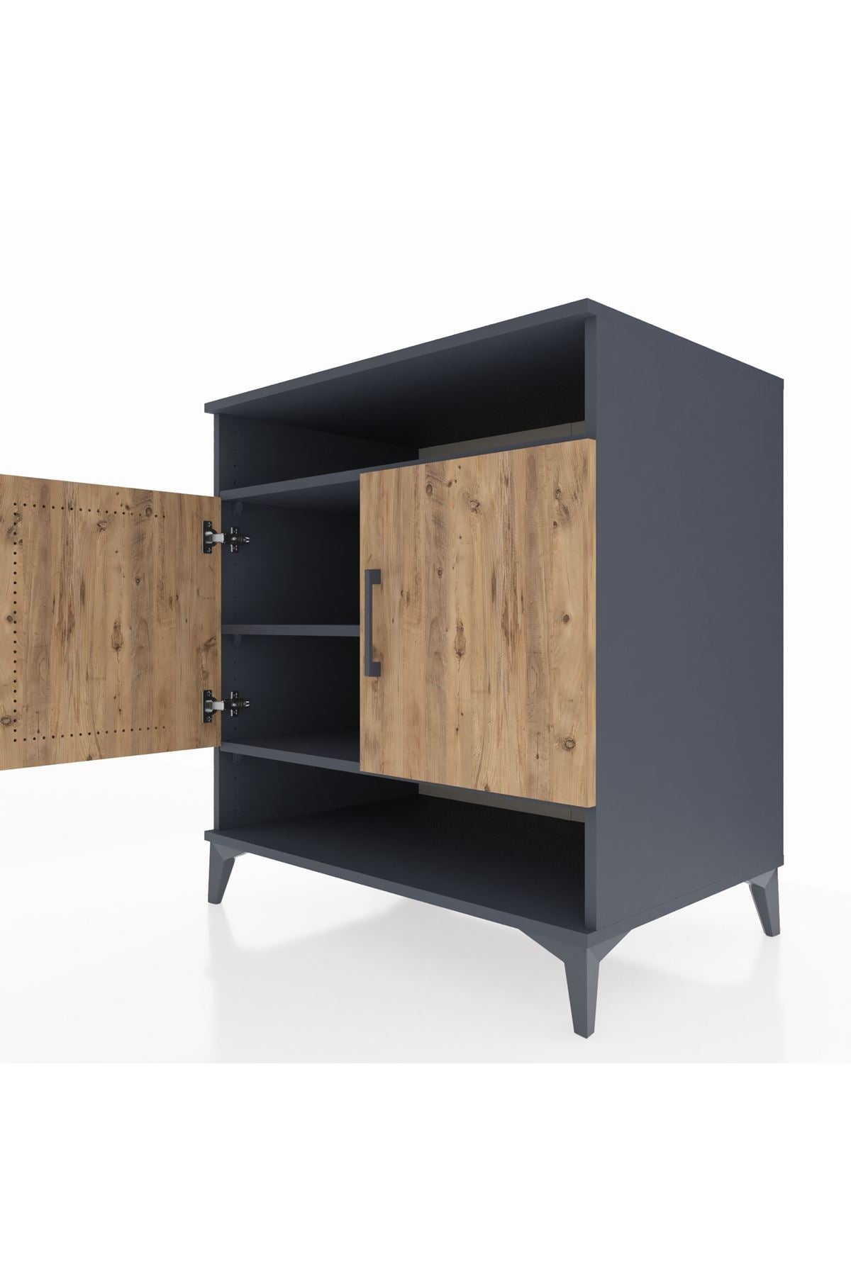 Kronos Şifonyer 3 Raflı 2 Kapaklı 88x59x96 Antrasit-Çam