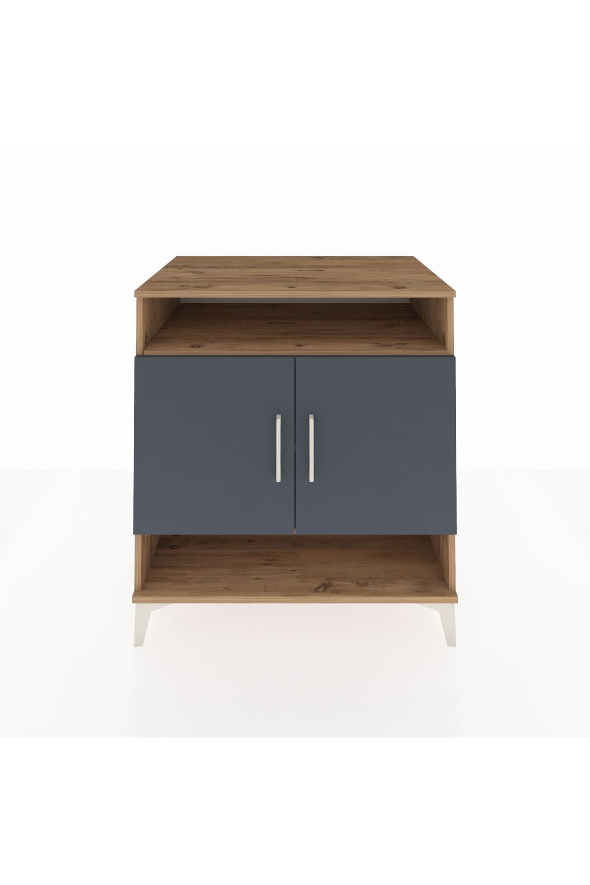 Kronos Şifonyer 3 Raflı 2 Kapaklı 88x59x96 Çam-Antrasit