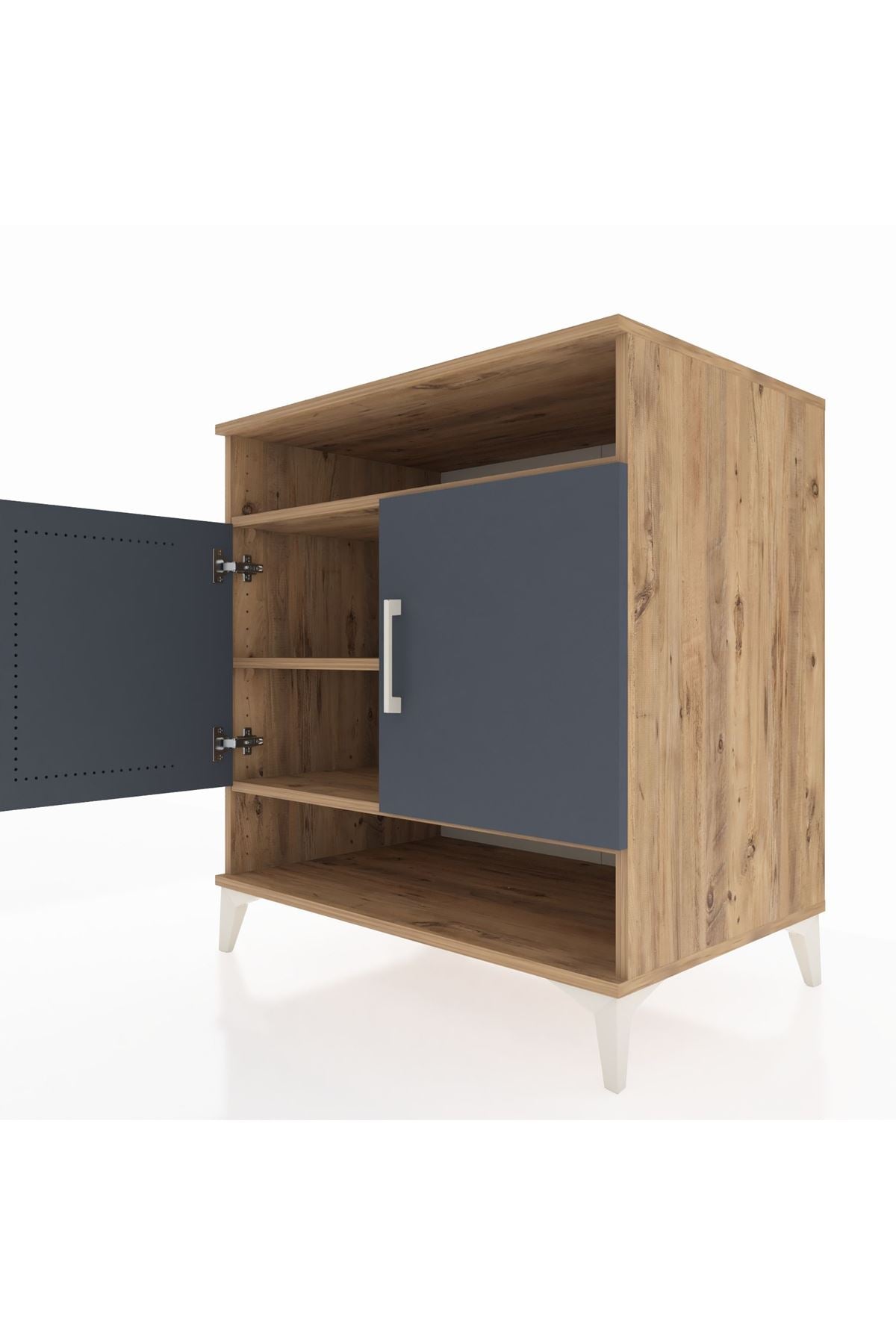 Kronos Şifonyer 3 Raflı 2 Kapaklı 88x59x96 Çam-Antrasit