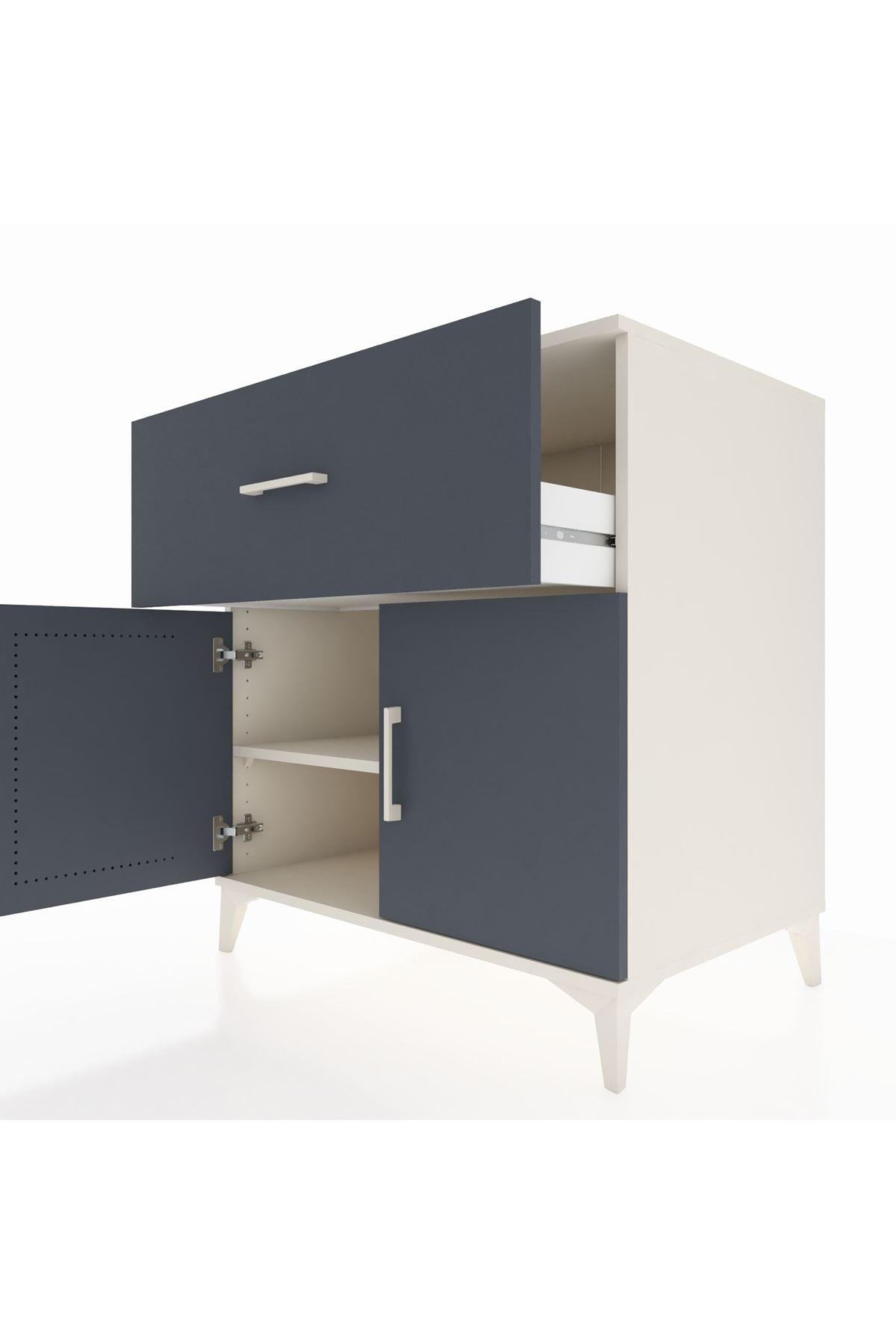 Kronos Şifonyer Tek Raflı Tek Çekmeceli 2 Kapaklı 88x59x96 Aytaşı-Antrasit