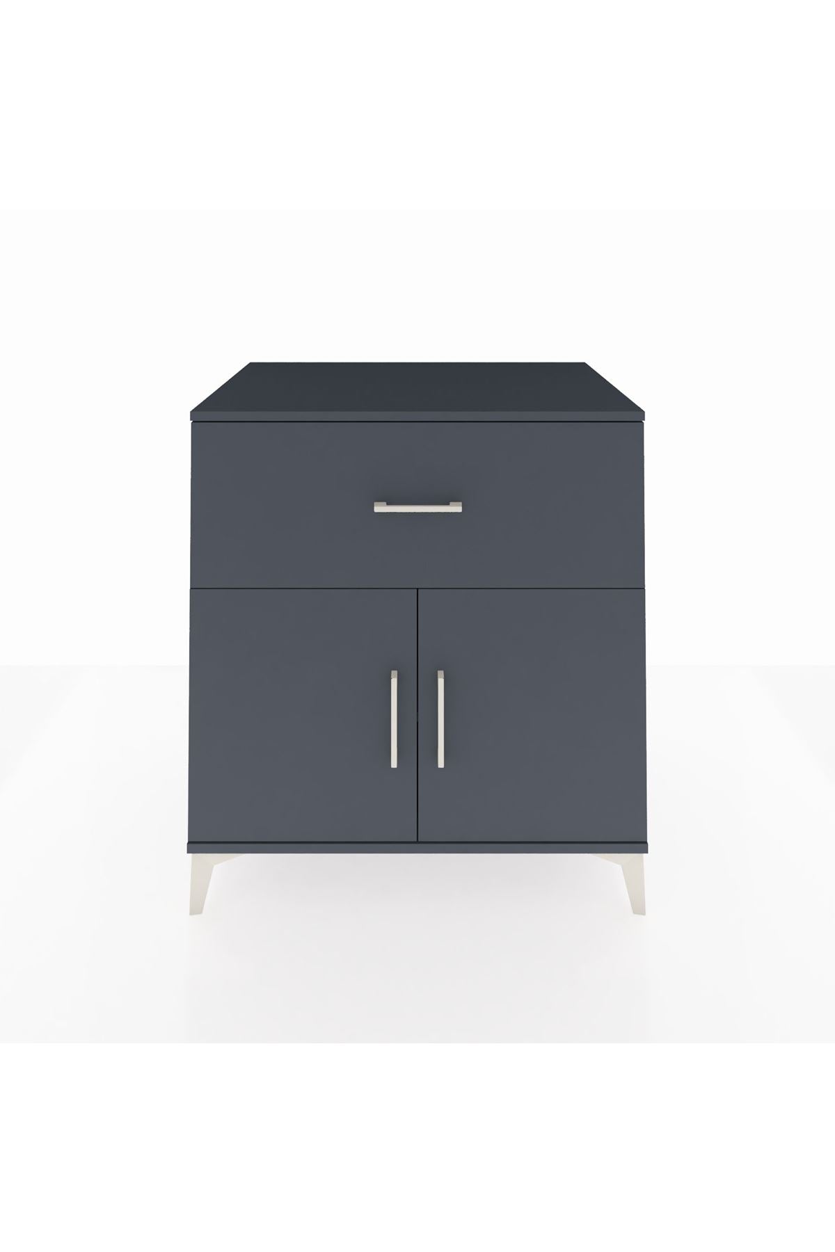 Kronos Şifonyer Tek Raflı Tek Çekmeceli 2 Kapaklı 88x59x96 Antrasit-Antrasit