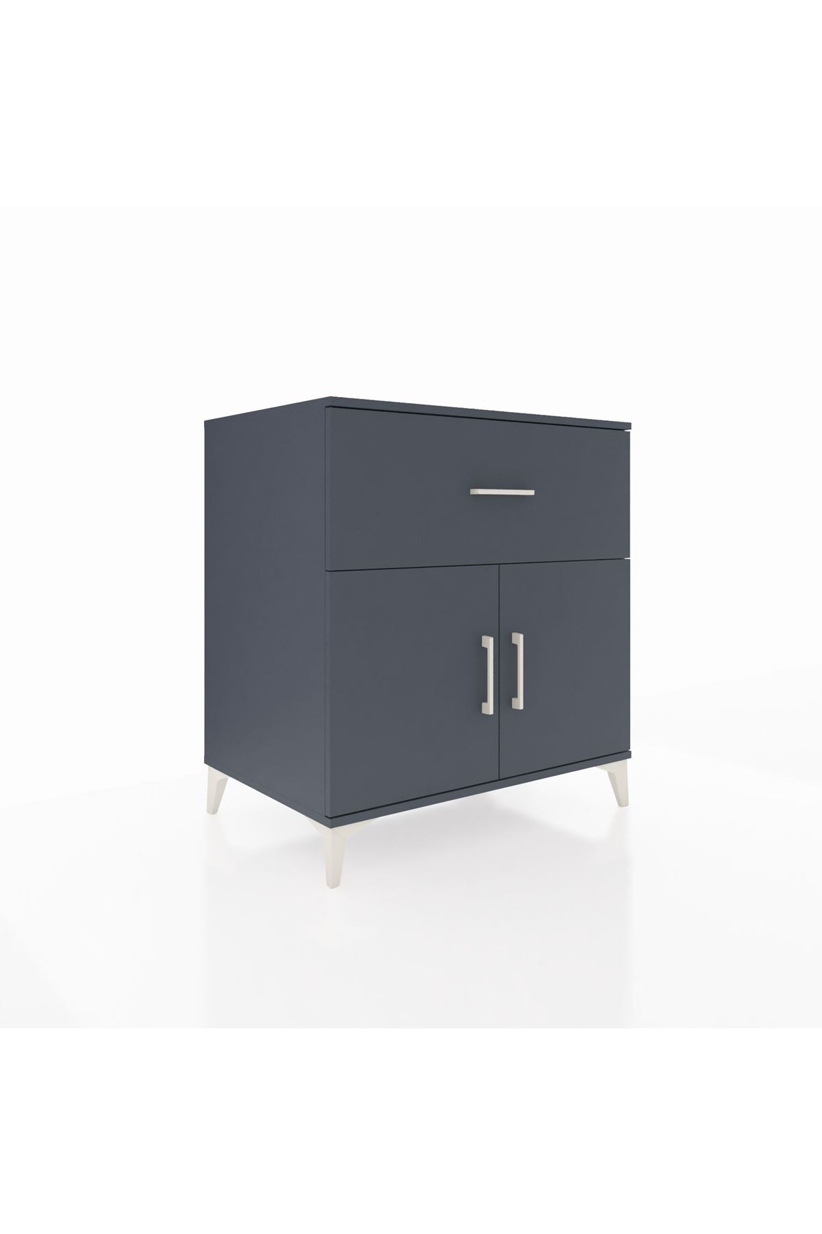 Kronos Şifonyer Tek Raflı Tek Çekmeceli 2 Kapaklı 88x59x96 Antrasit-Antrasit