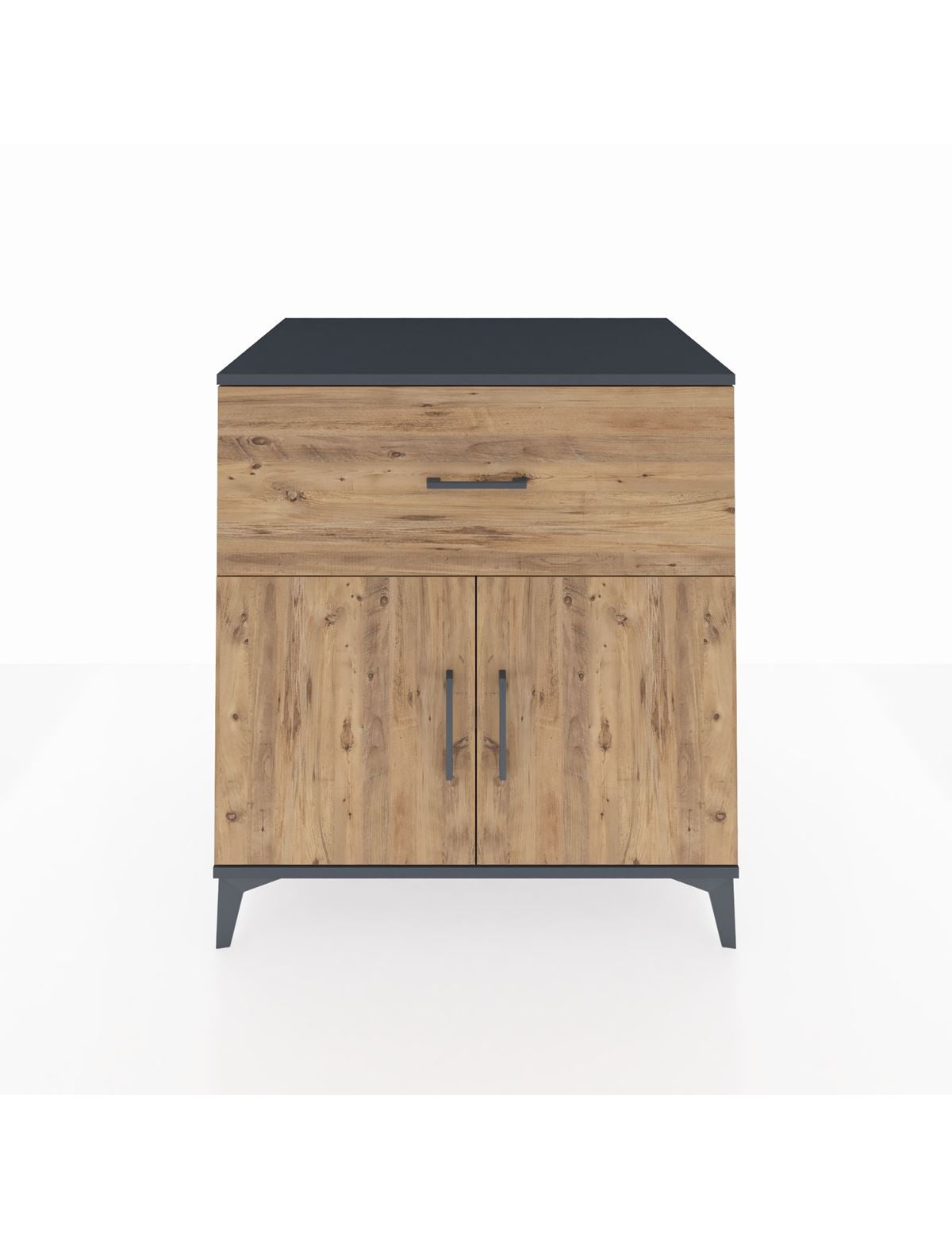 Kronos Şifonyer Tek Raflı Tek Çekmeceli 2 Kapaklı 88x59x96 Antrasit-Çam