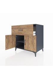 Kronos Şifonyer Tek Raflı Tek Çekmeceli 2 Kapaklı 88x59x96 Antrasit-Çam