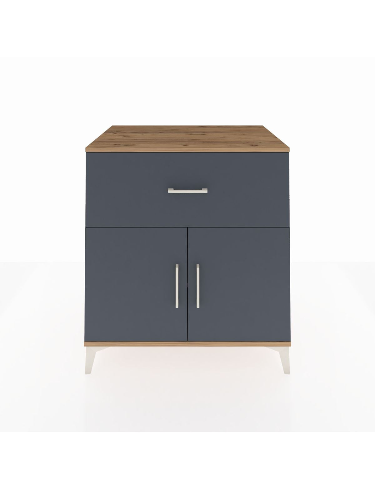 Kronos Şifonyer Tek Raflı Tek Çekmeceli 2 Kapaklı 88x59x96 Çam-Antrasit