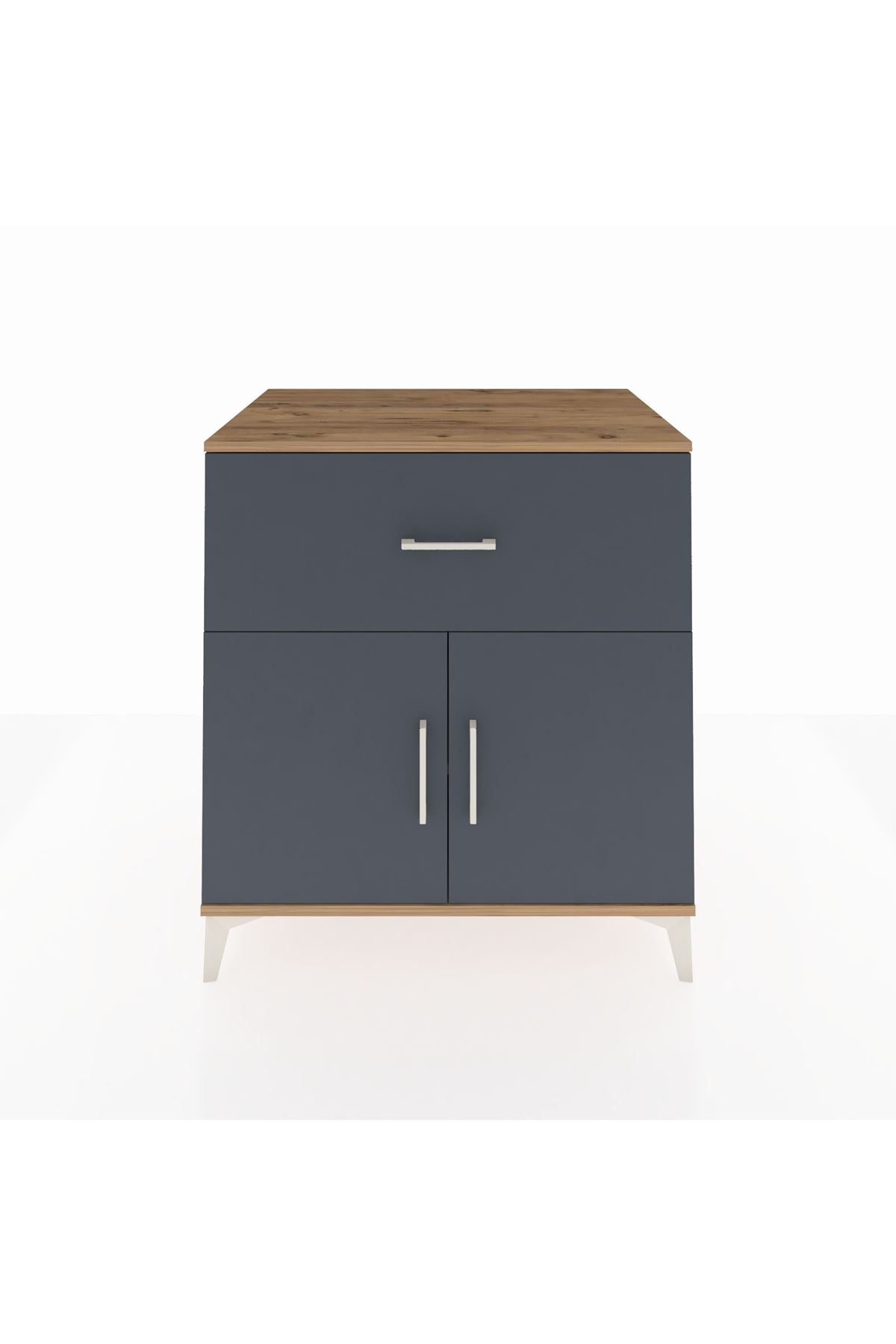 Kronos Şifonyer Tek Raflı Tek Çekmeceli 2 Kapaklı 88x59x96 Çam-Antrasit