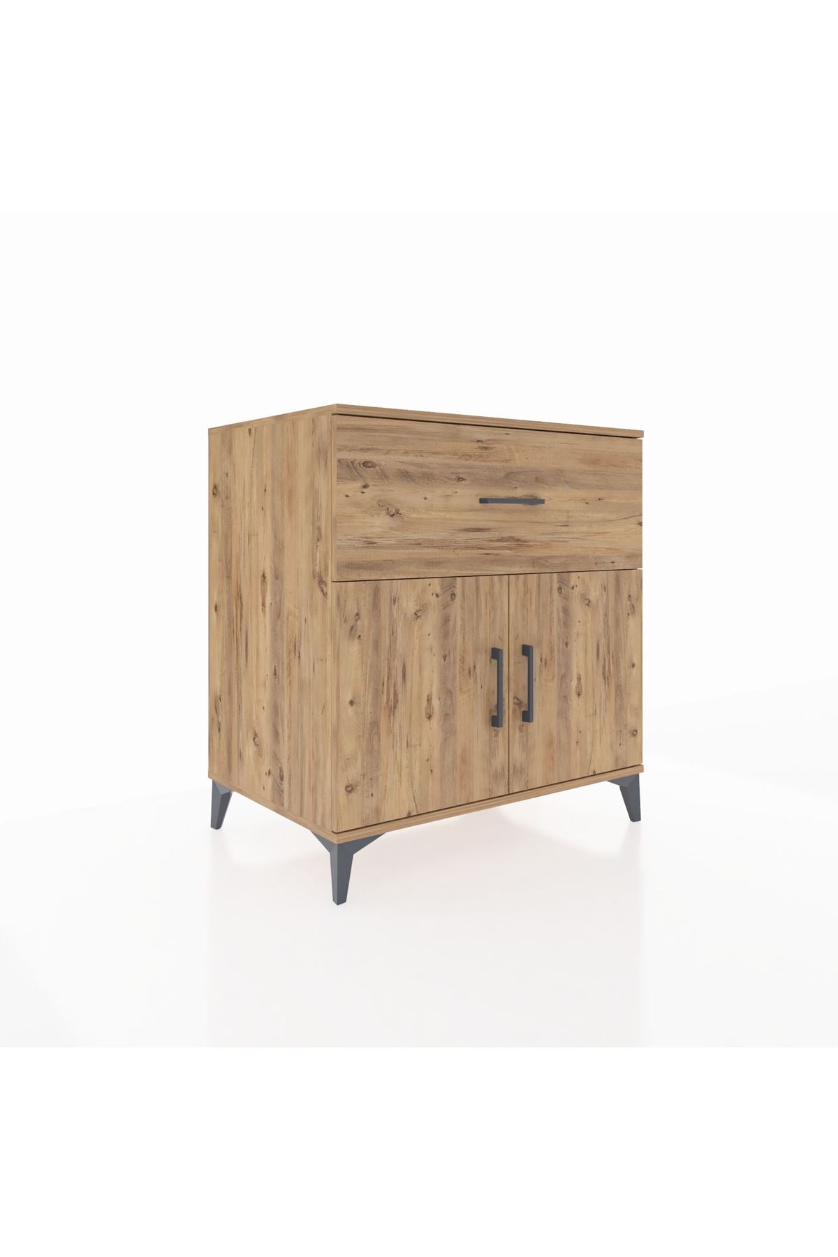 Kronos Şifonyer Tek Raflı Tek Çekmeceli 2 Kapaklı 88x59x96 Çam-Çam