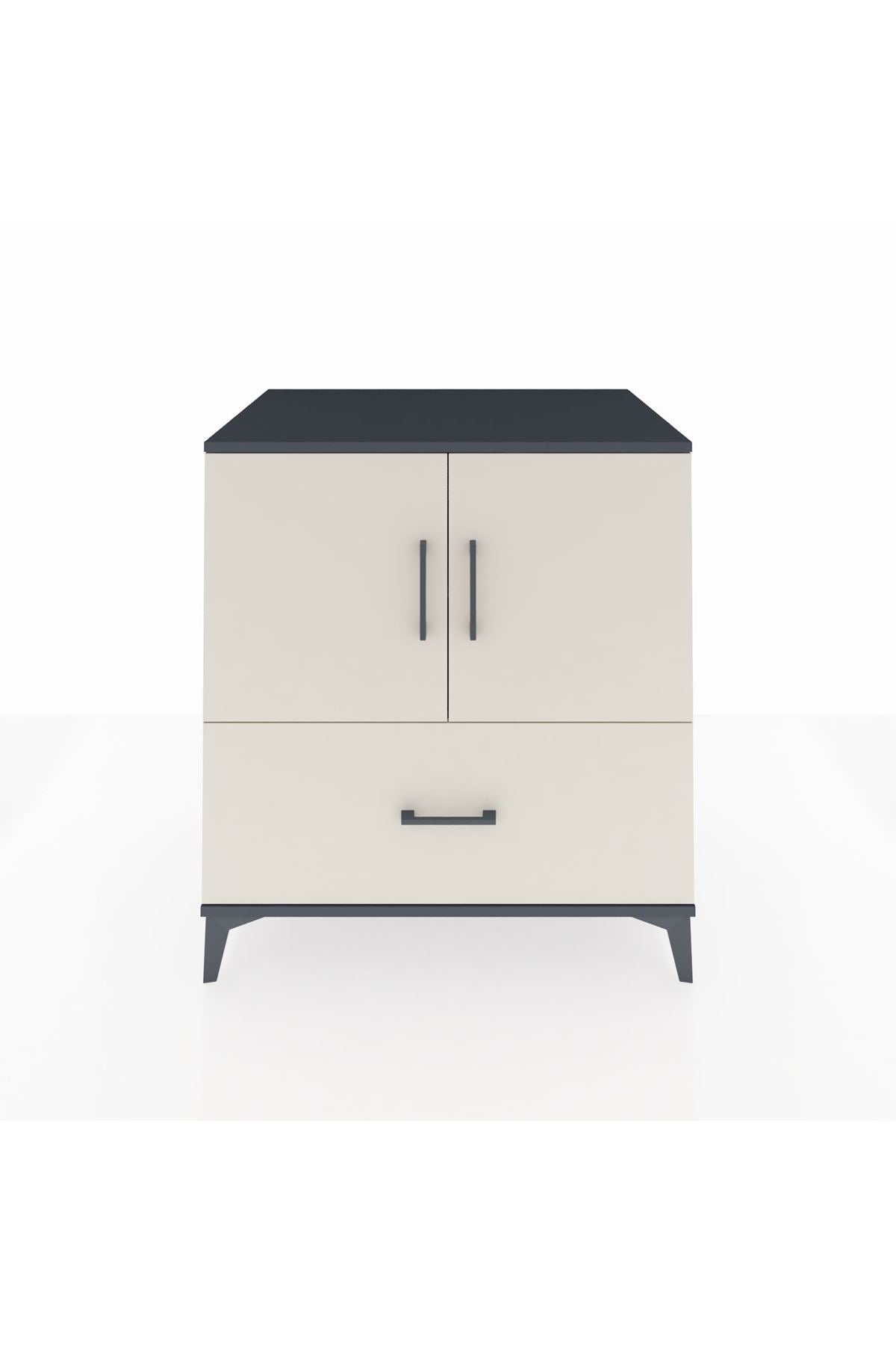 Kronos Şifonyer 2 Raflı Tek Çekmeceli 2 Kapaklı 88x59x96 Antrasit-Aytaşı