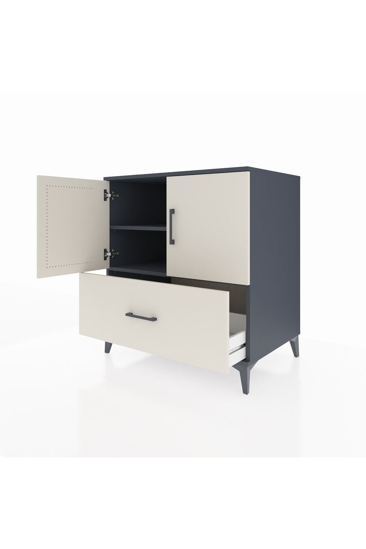 Kronos Şifonyer 2 Raflı Tek Çekmeceli 2 Kapaklı 88x59x96 Antrasit-Aytaşı