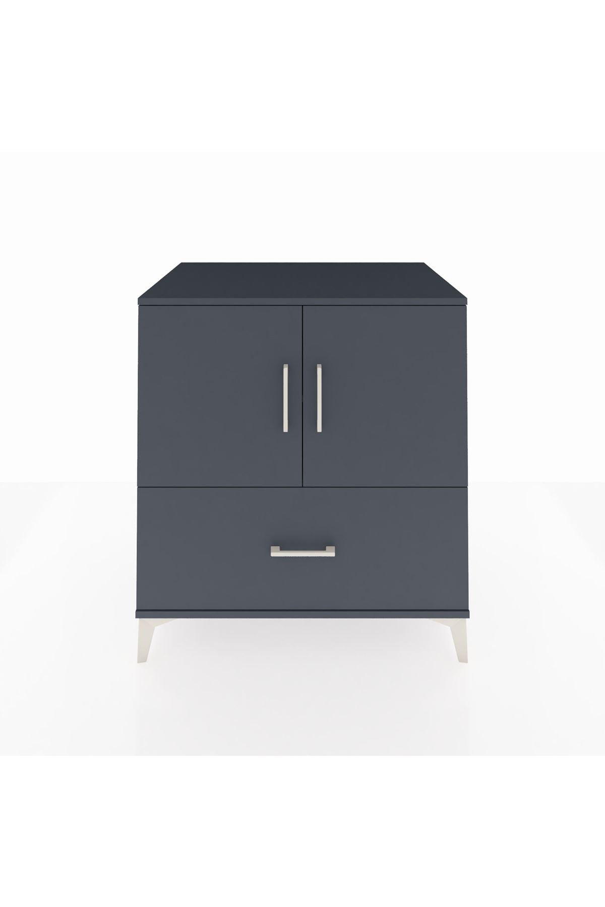 Kronos Şifonyer 2 Raflı Tek Çekmeceli 2 Kapaklı 88x59x96 Antrasit-Antrasit