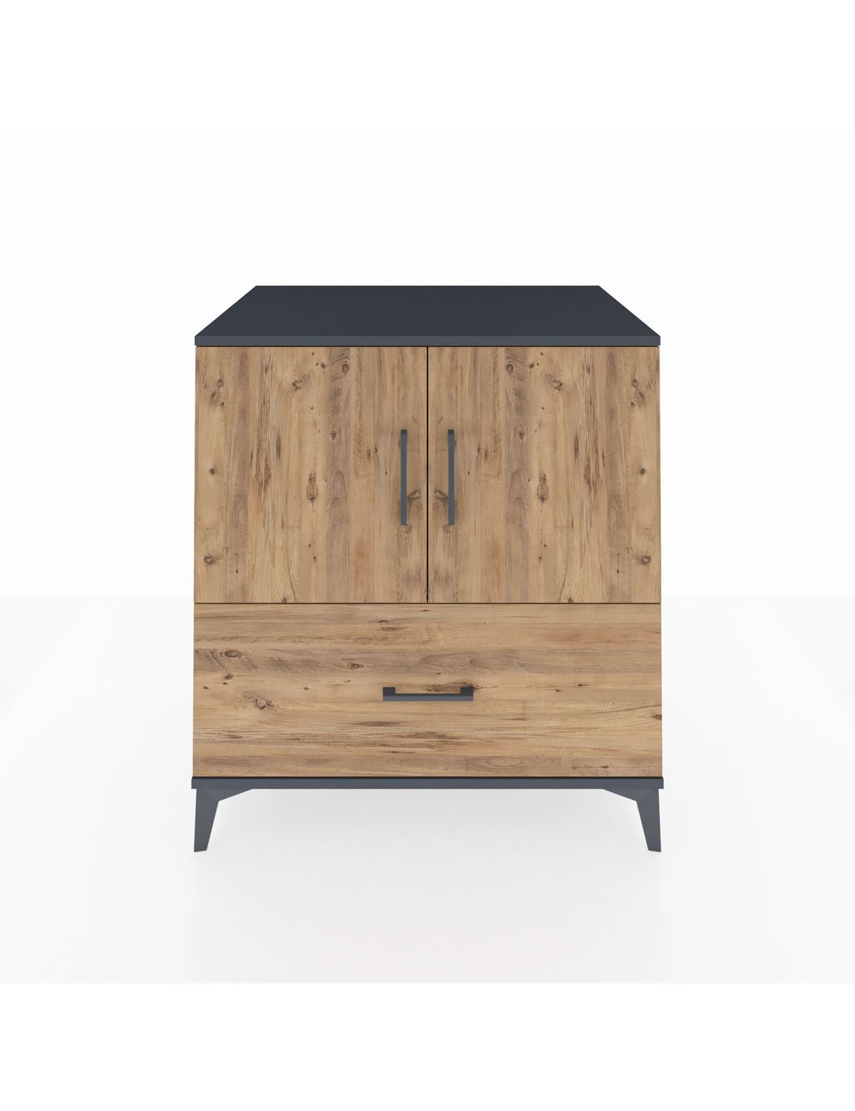 Kronos Şifonyer 2 Raflı Tek Çekmeceli 2 Kapaklı 88x59x96 Antrasit-Çam