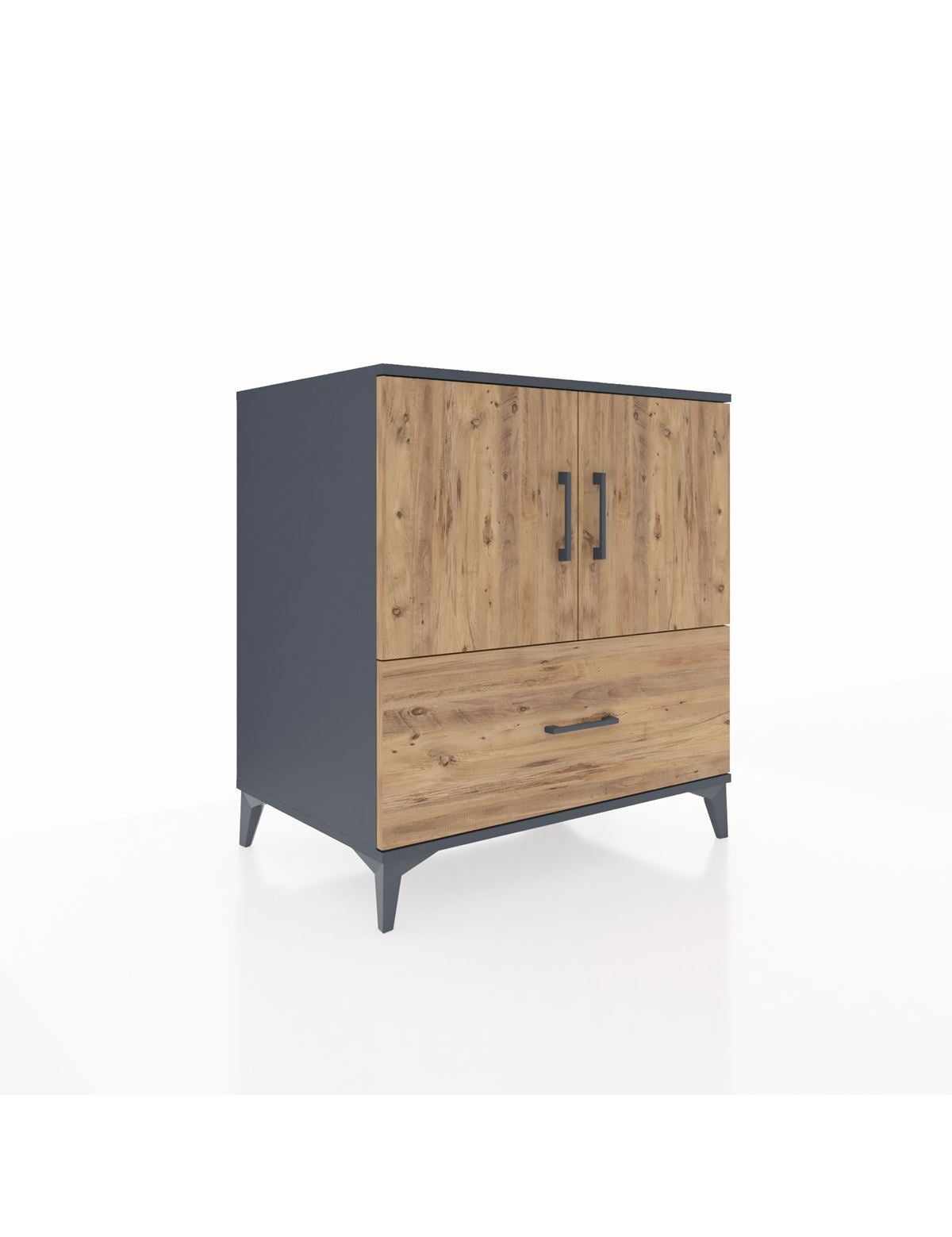 Kronos Şifonyer 2 Raflı Tek Çekmeceli 2 Kapaklı 88x59x96 Antrasit-Çam