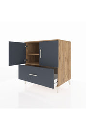 Kronos Şifonyer 2 Raflı Tek Çekmeceli 2 Kapaklı 88x59x96 Çam-Antrasit