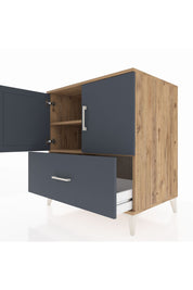 Kronos Şifonyer 2 Raflı Tek Çekmeceli 2 Kapaklı 88x59x96 Çam-Antrasit