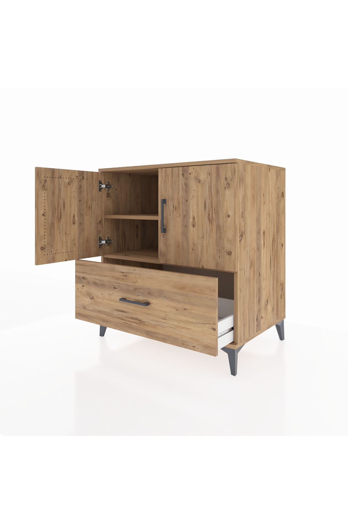 Kronos Şifonyer 2 Raflı Tek Çekmeceli 2 Kapaklı 88x59x96 Çam-Çam