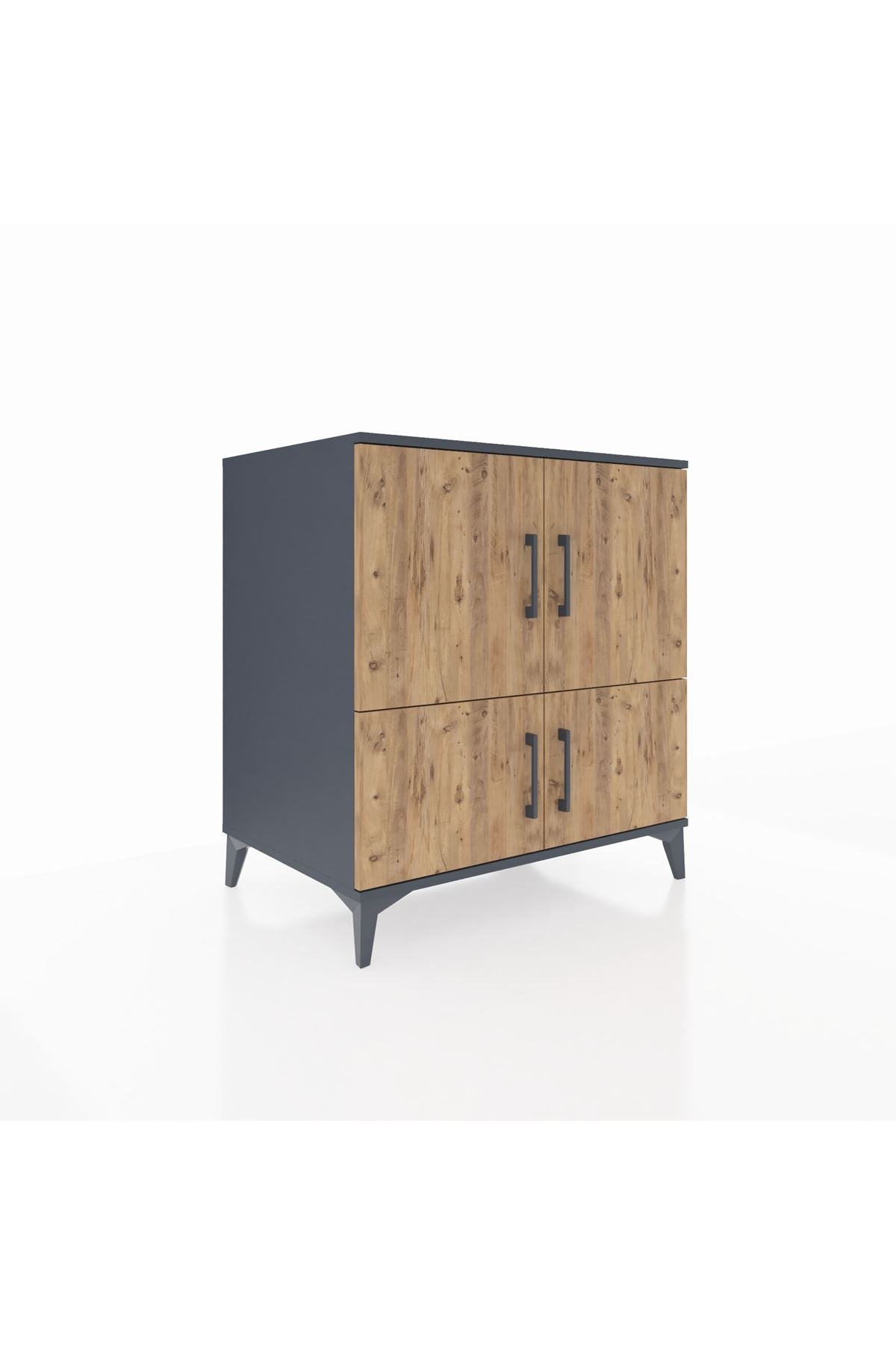 Kronos Şifonyer 3 Raflı 4 Kapaklı 88x59x96 Antrasit-Çam