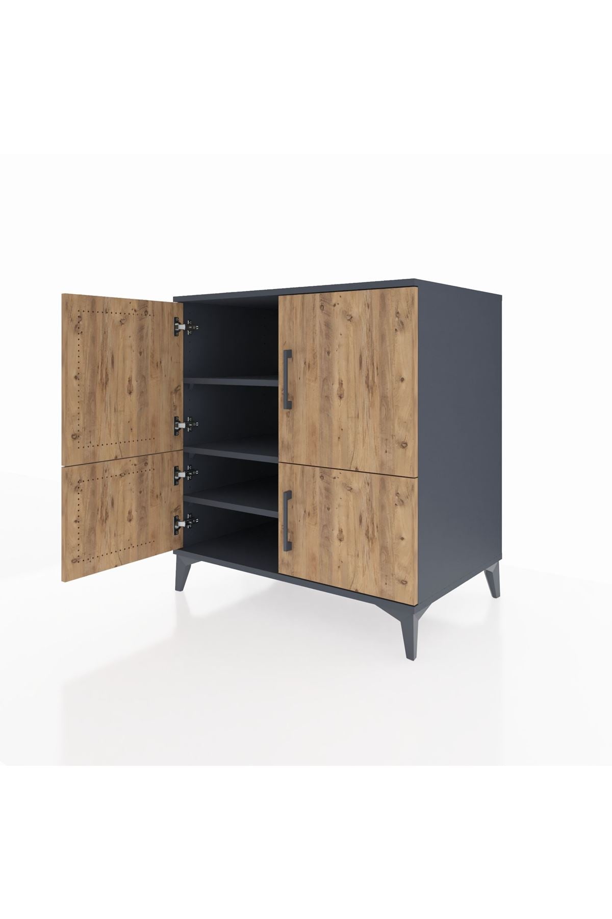 Kronos Şifonyer 3 Raflı 4 Kapaklı 88x59x96 Antrasit-Çam