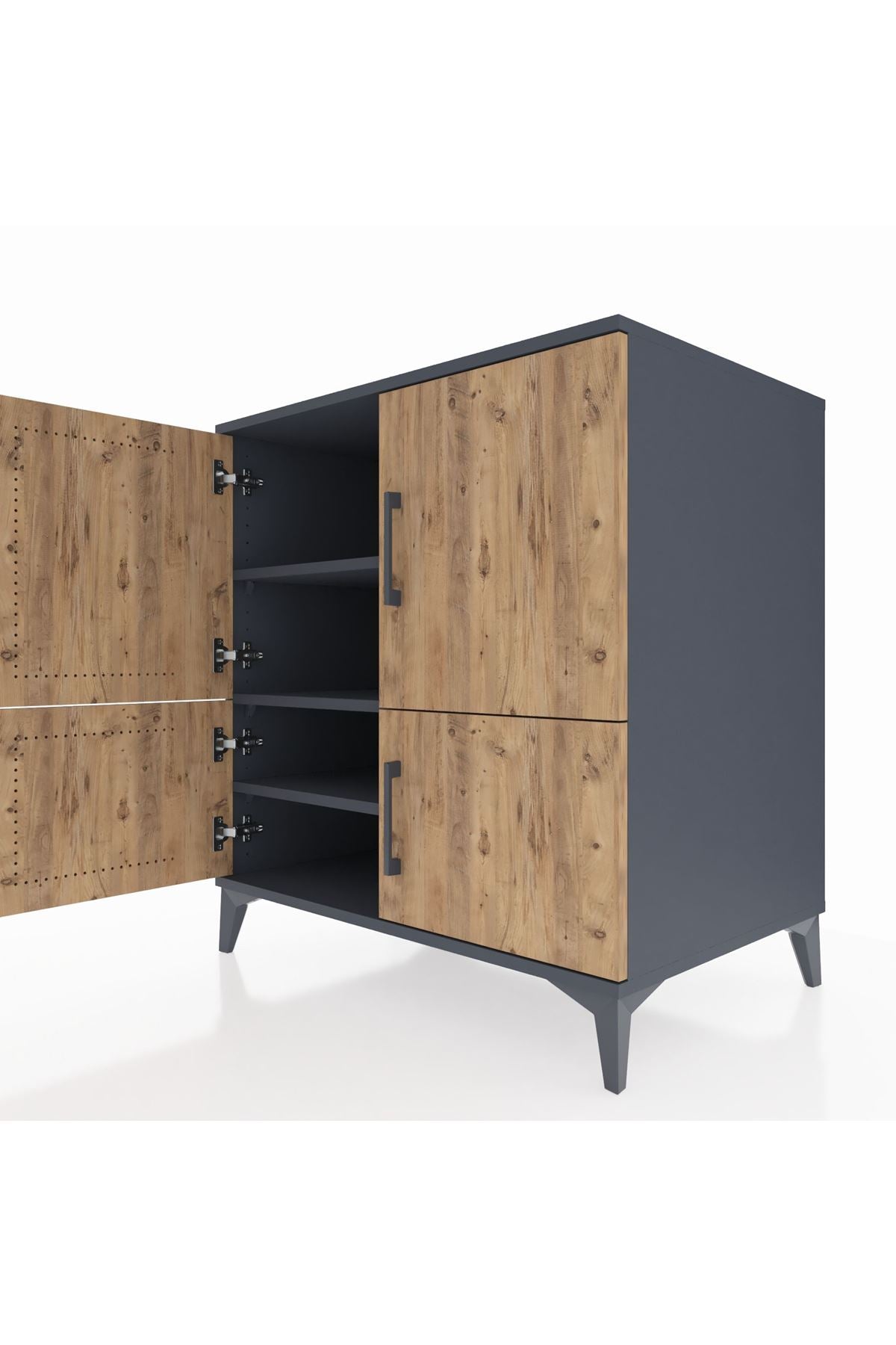 Kronos Şifonyer 3 Raflı 4 Kapaklı 88x59x96 Antrasit-Çam