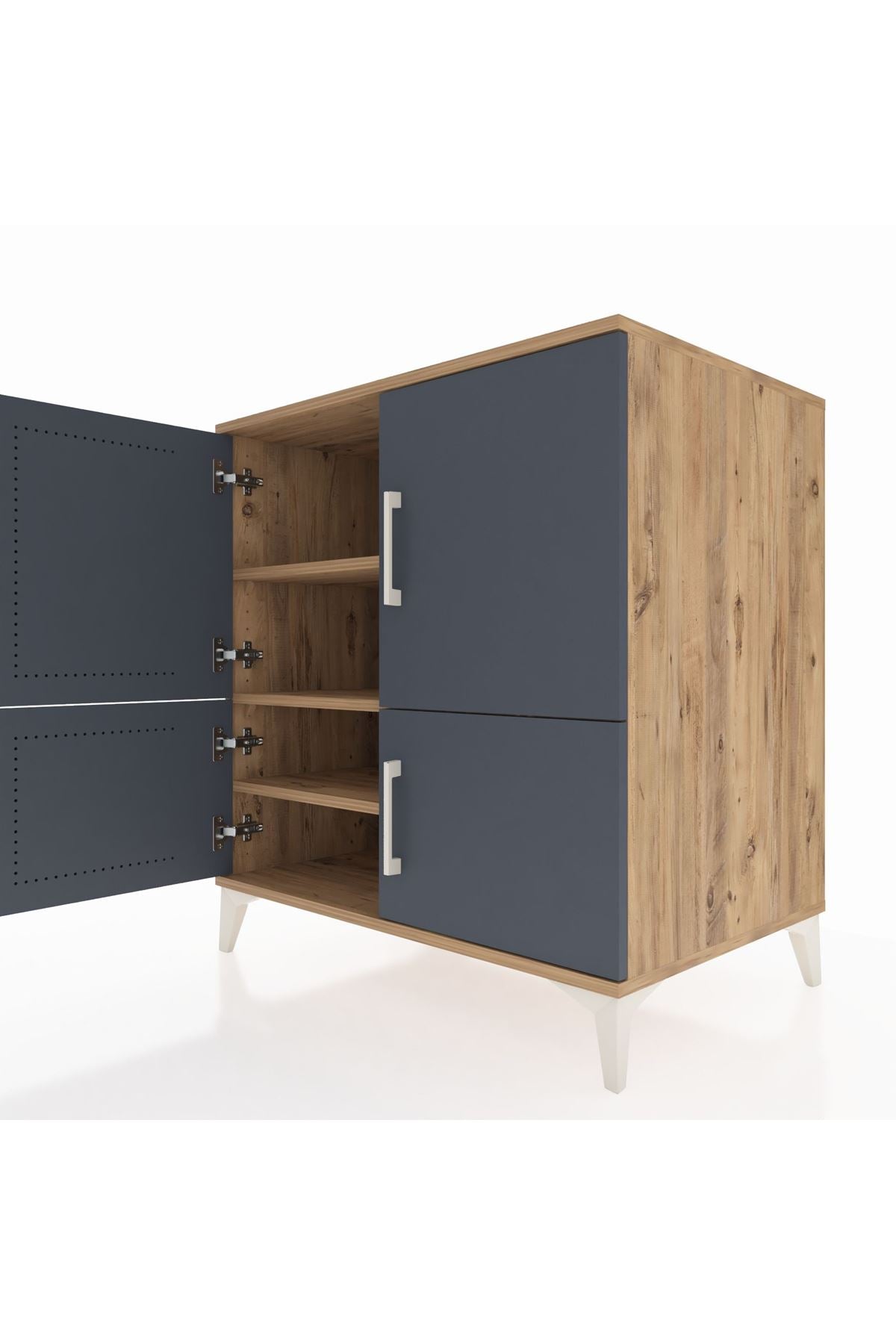 Kronos Şifonyer 3 Raflı 4 Kapaklı 88x59x96 Çam-Antrasit