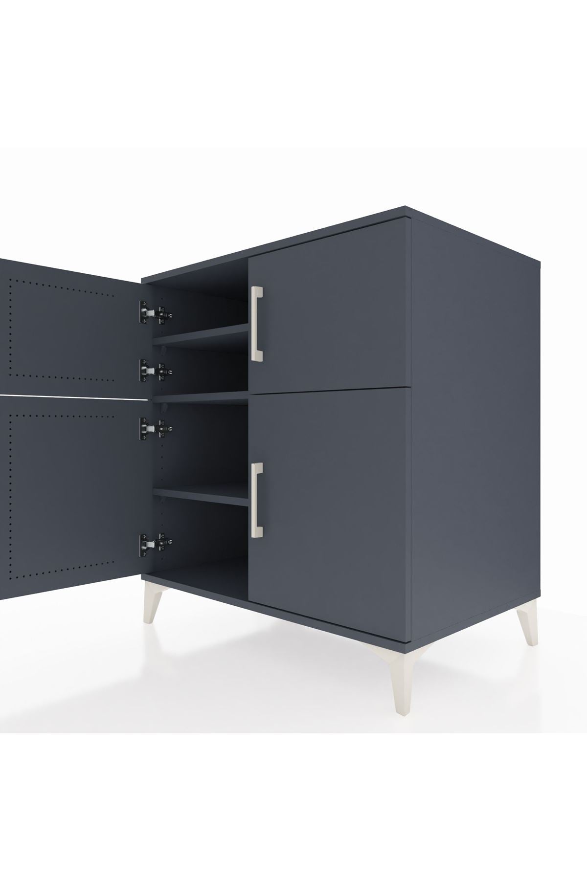 Kronos Şifonyer 3 Raflı 4 Kapaklı 88x59x96 Antrasit-Antrasit