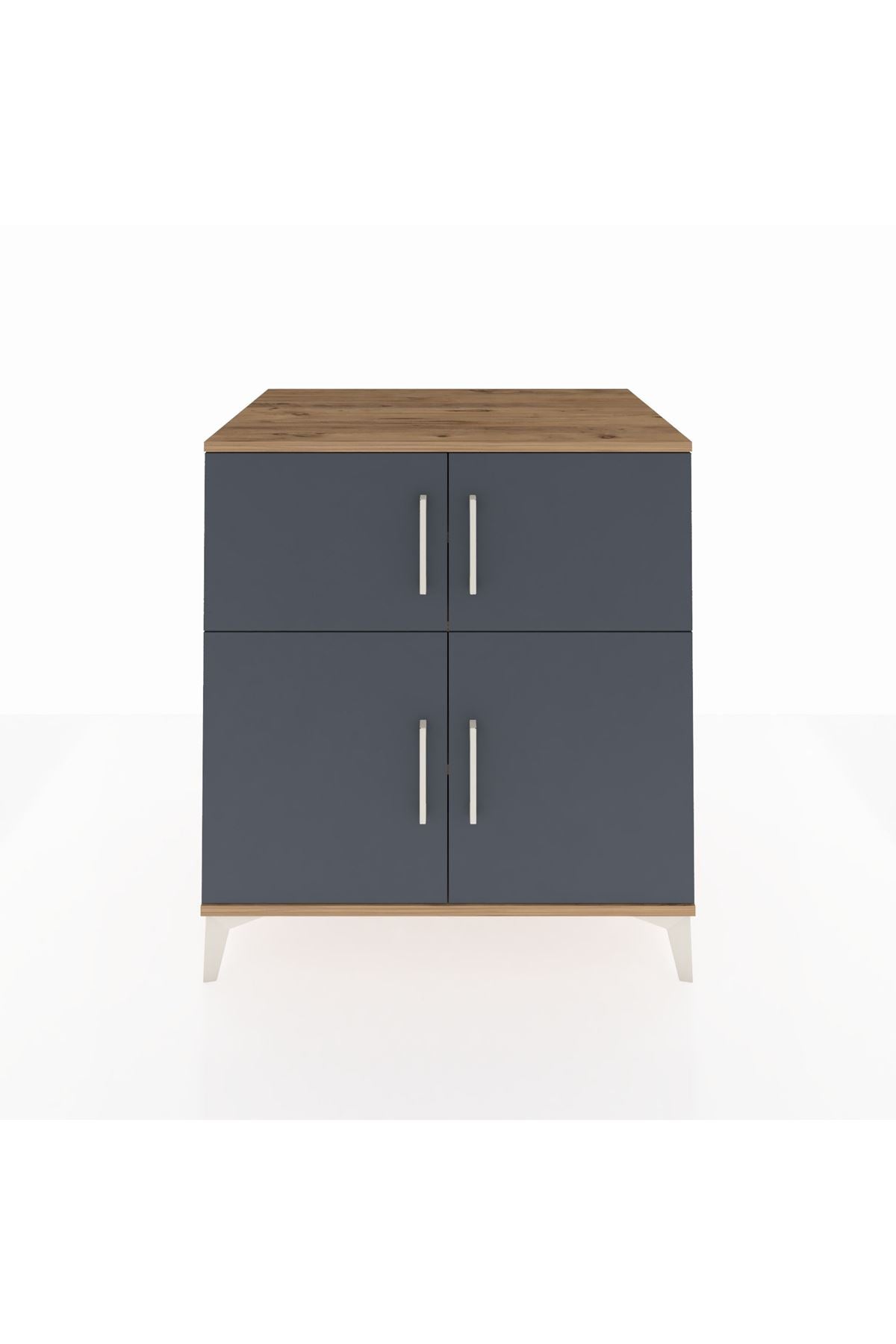 Kronos Şifonyer 3 Raflı 4 Kapaklı 88x59x96 Çam-Antrasit