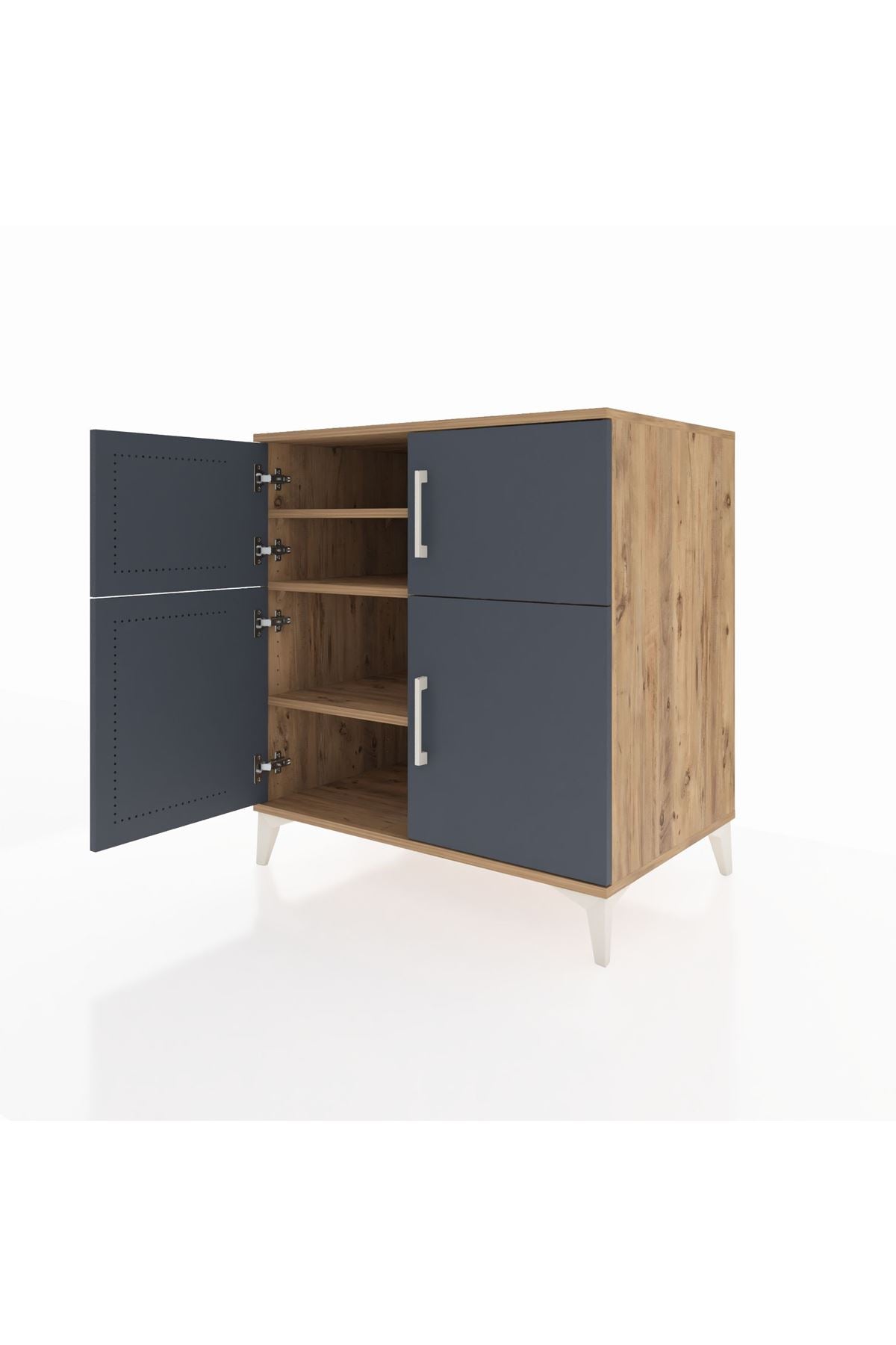 Kronos Şifonyer 3 Raflı 4 Kapaklı 88x59x96 Çam-Antrasit