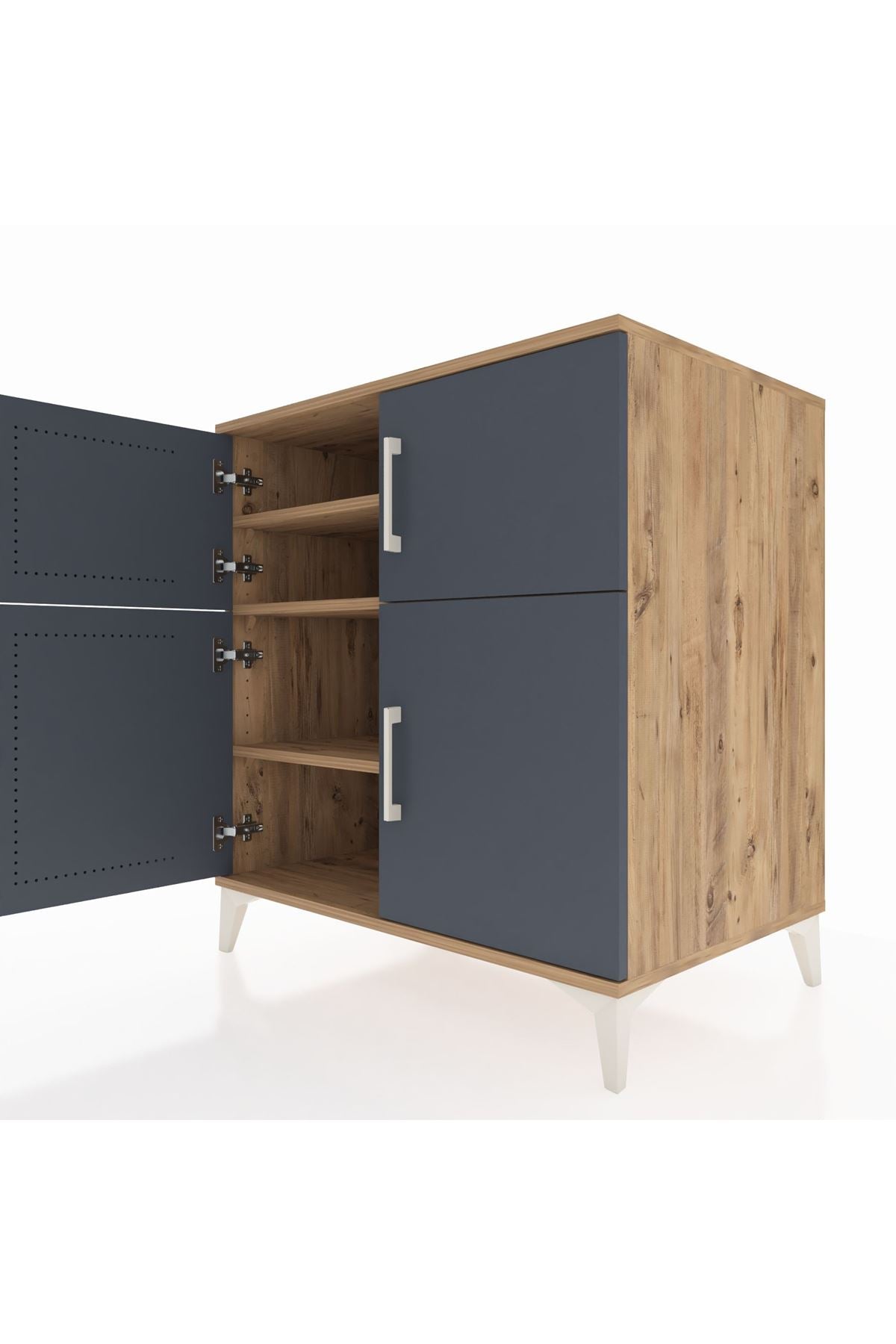 Kronos Şifonyer 3 Raflı 4 Kapaklı 88x59x96 Çam-Antrasit