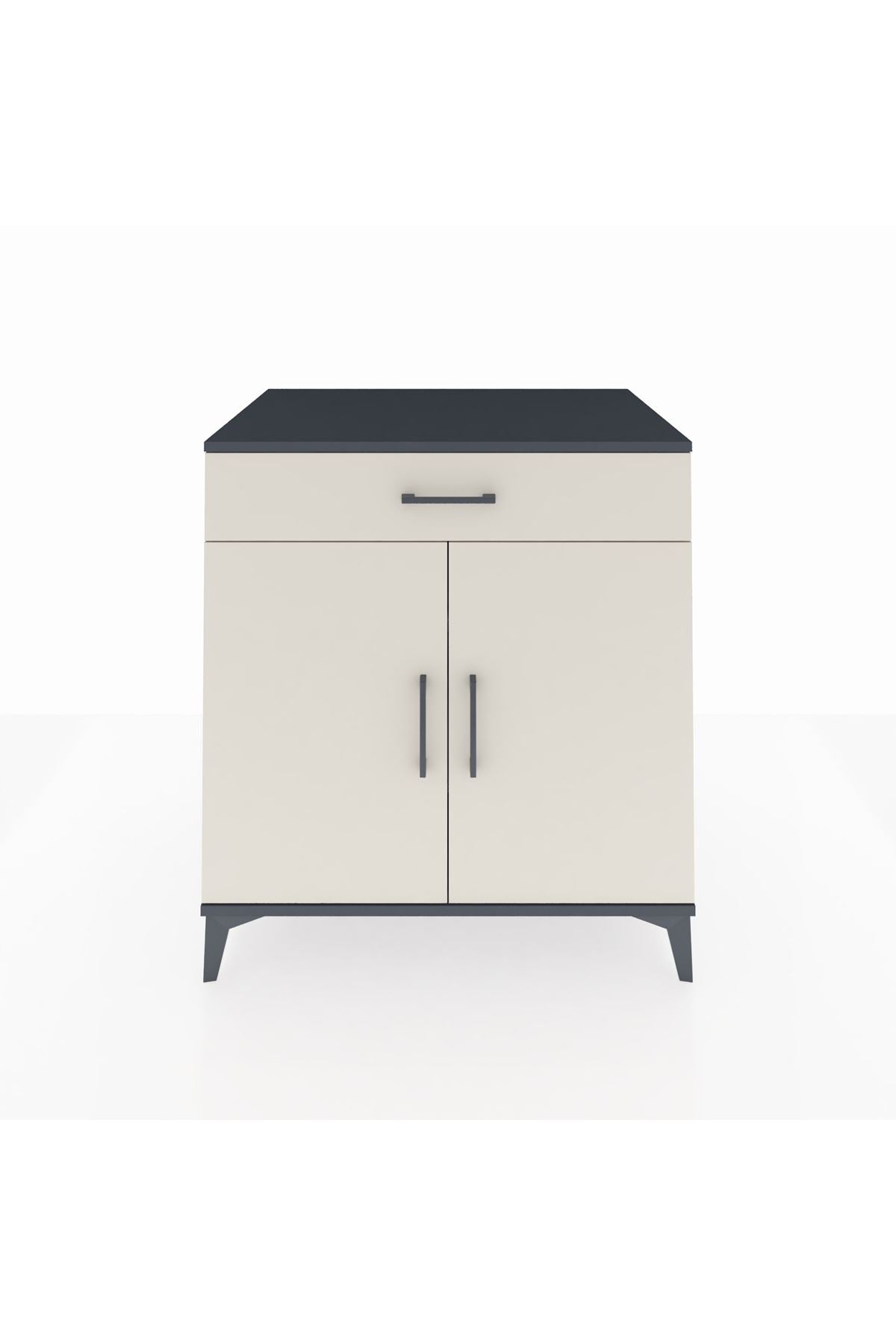 Kronos Şifonyer 2 Raflı Tek Çekmeceli 2 Kapaklı 88x59x96 Antrasit-Aytaşı