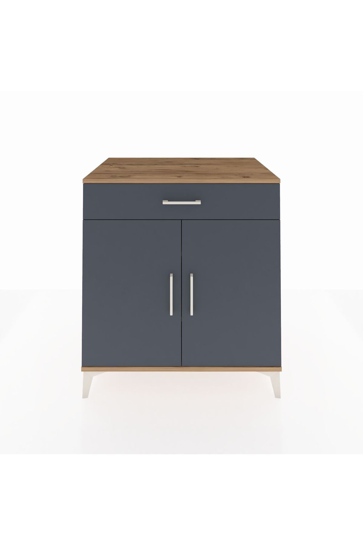 Kronos Şifonyer 2 Raflı Tek Çekmeceli 2 Kapaklı 88x59x96 Çam-Antrasit