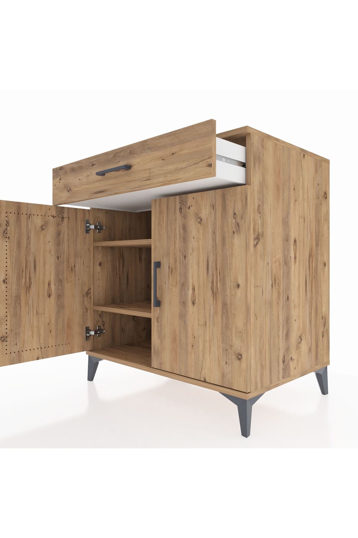 Kronos Şifonyer 2 Raflı Tek Çekmeceli 2 Kapaklı 88x59x96 Çam-Çam