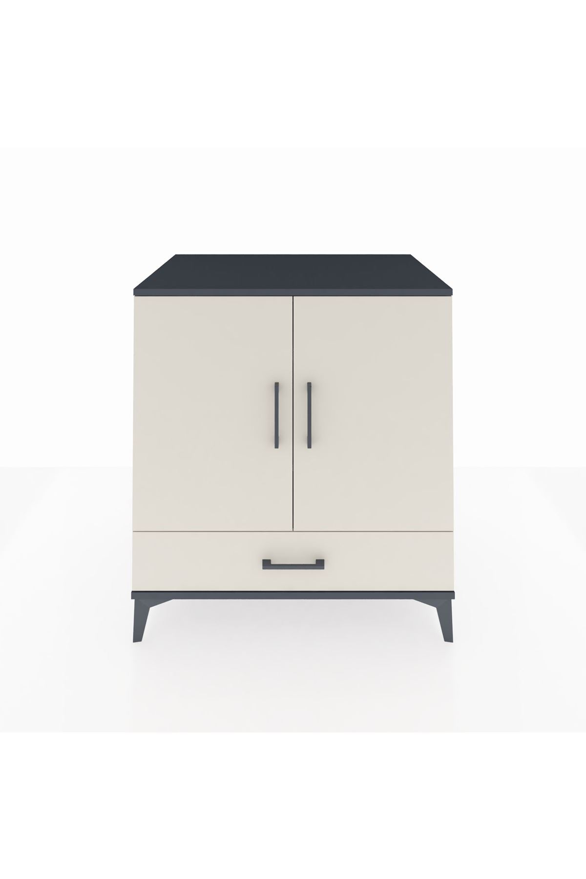 Kronos Şifonyer 3 Raflı Tek Çekmeceli 2 Kapaklı 88x59x96 Antrasit-Aytaşı