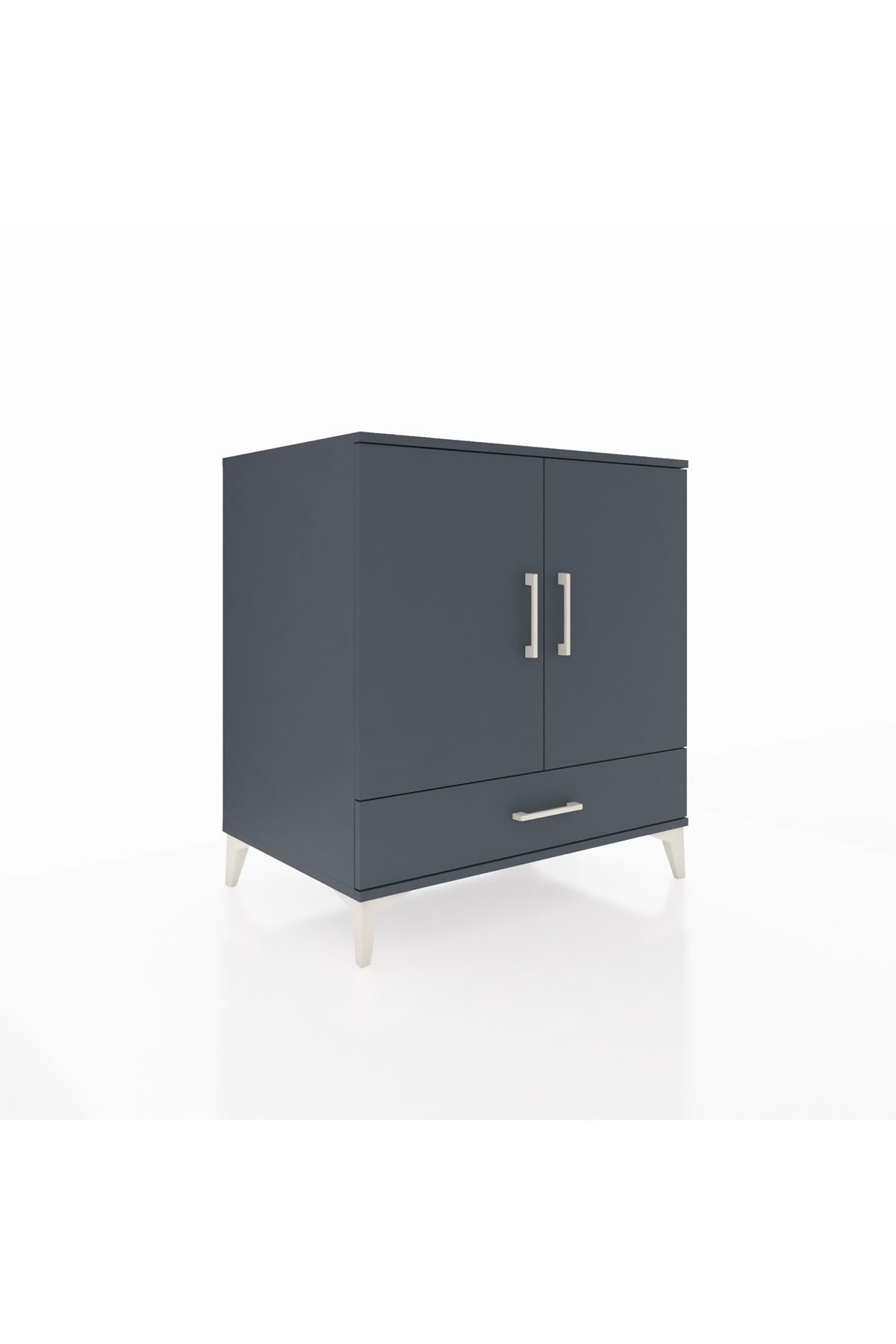 Kronos Şifonyer 3 Raflı Tek Çekmeceli 2 Kapaklı 88x59x96 Antrasit-Antrasit