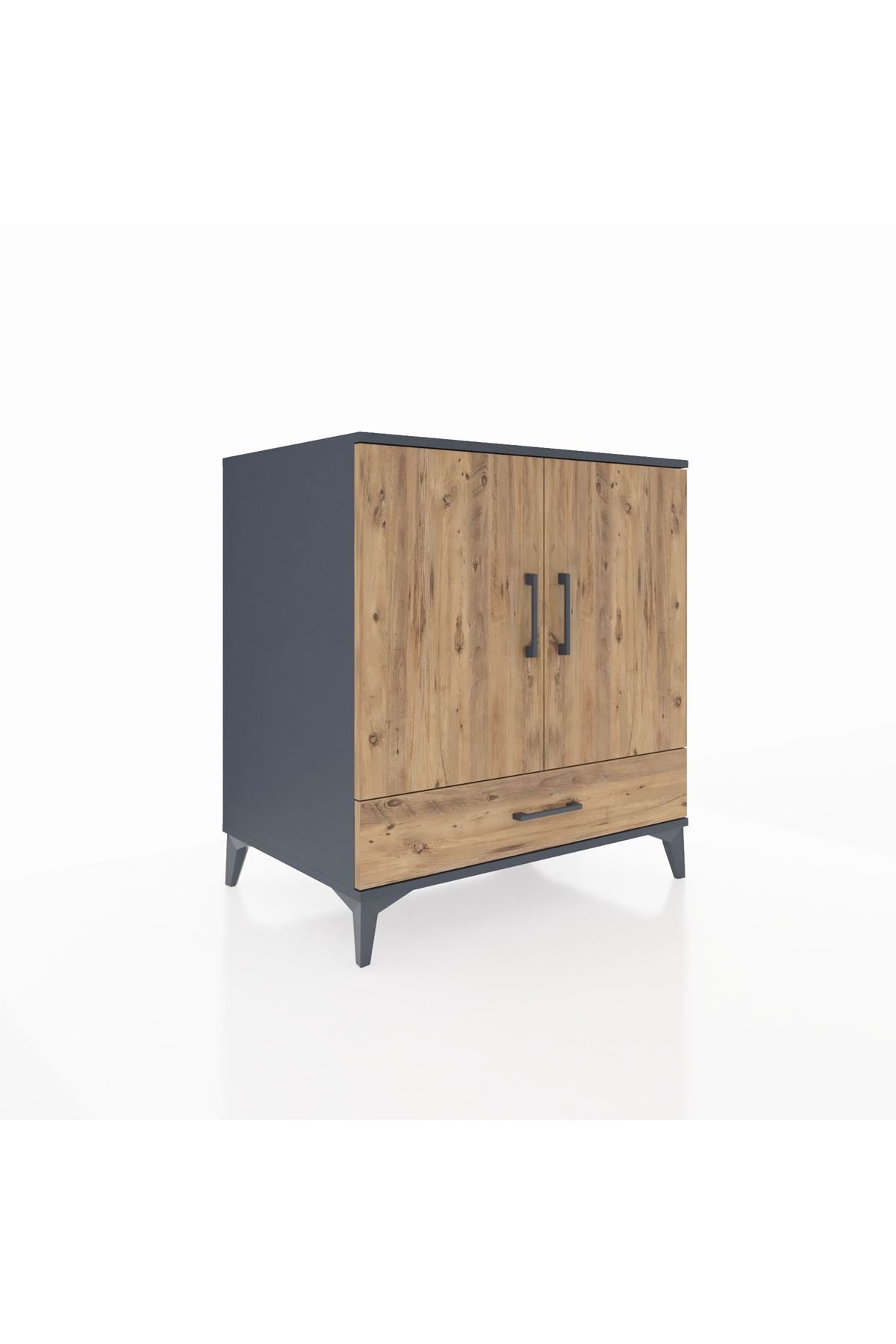 Kronos Şifonyer 3 Raflı Tek Çekmeceli 2 Kapaklı 88x59x96 Antrasit-Çam