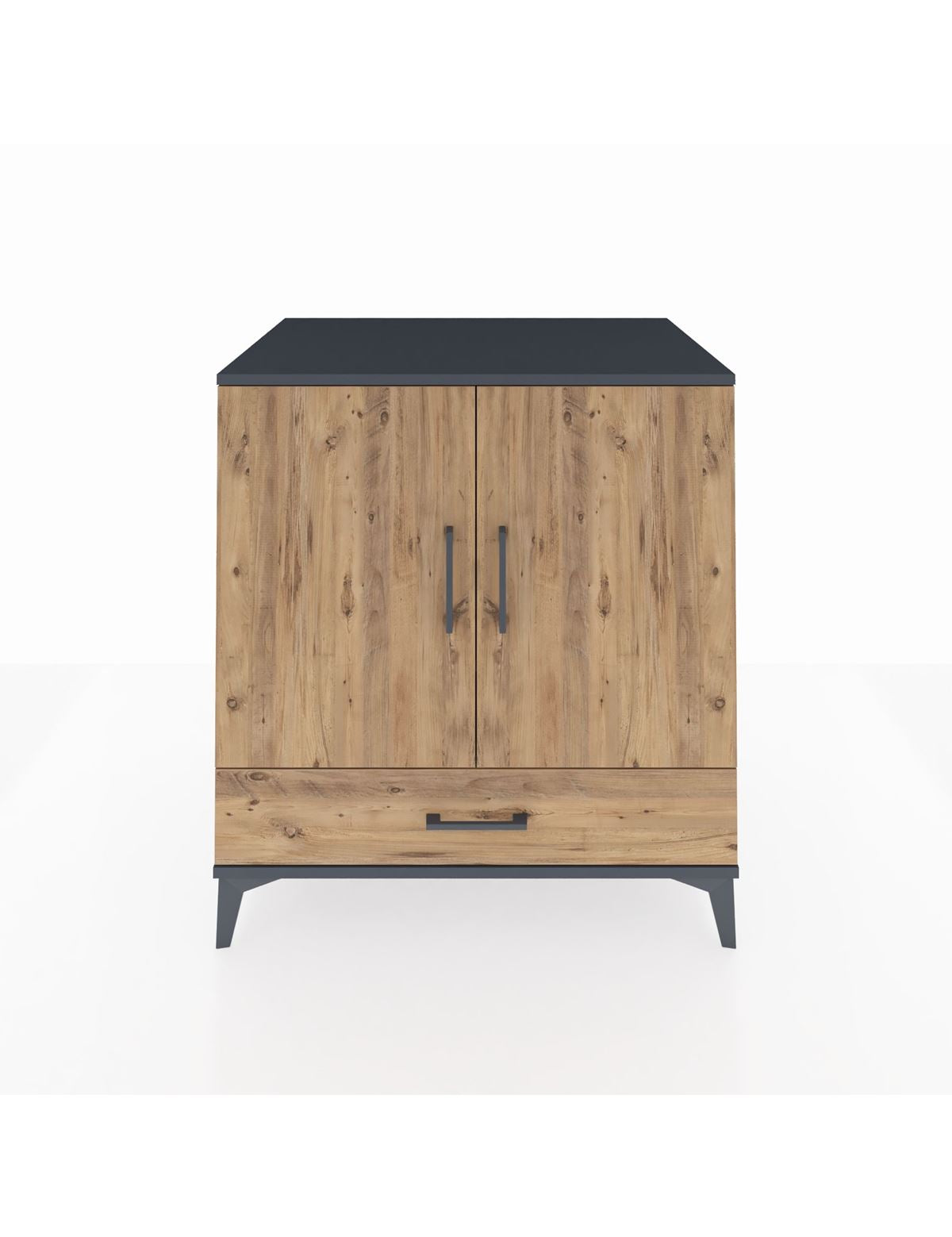 Kronos Şifonyer 3 Raflı Tek Çekmeceli 2 Kapaklı 88x59x96 Antrasit-Çam