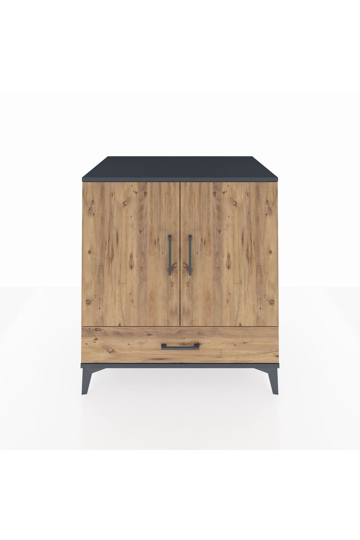 Kronos Şifonyer 3 Raflı Tek Çekmeceli 2 Kapaklı 88x59x96 Antrasit-Çam