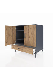 Kronos Şifonyer 3 Raflı Tek Çekmeceli 2 Kapaklı 88x59x96 Antrasit-Çam