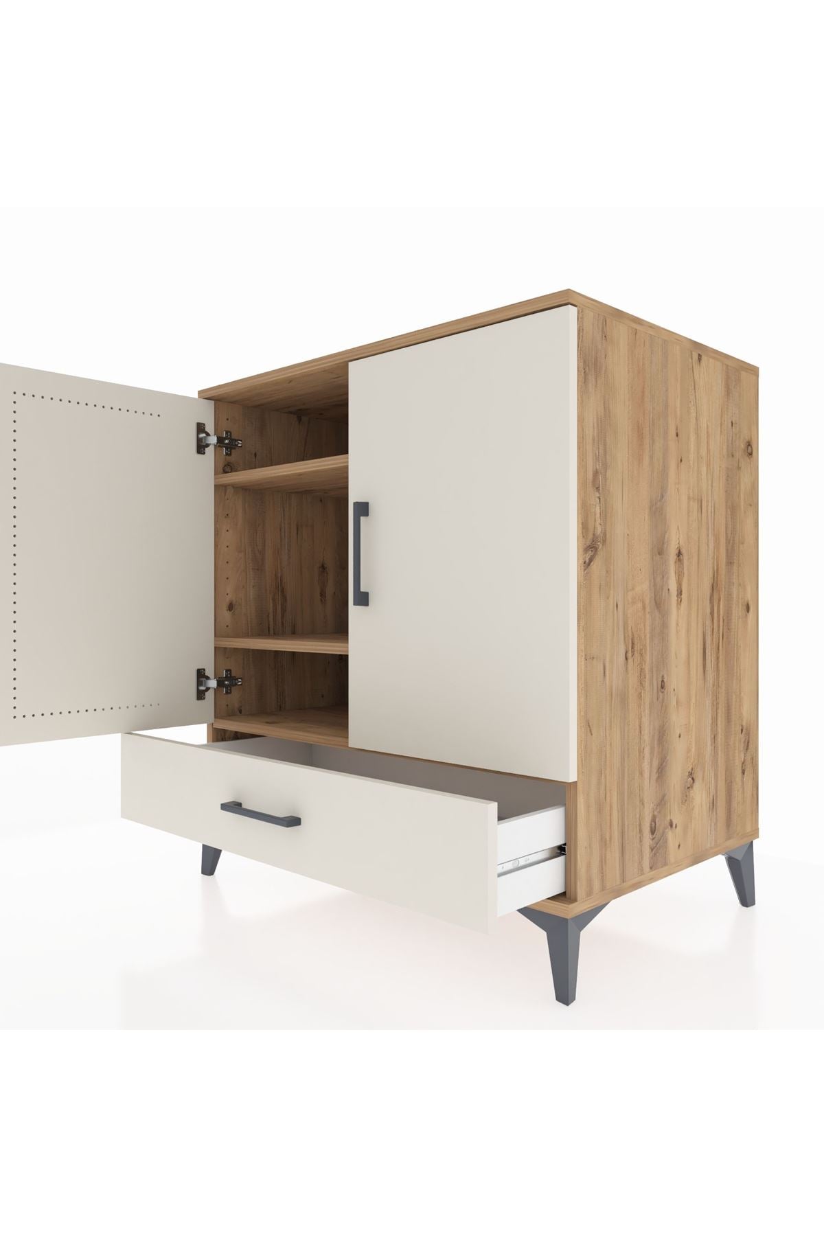 Kronos Şifonyer 3 Raflı Tek Çekmeceli 2 Kapaklı 88x59x96 Çam-Aytaşı