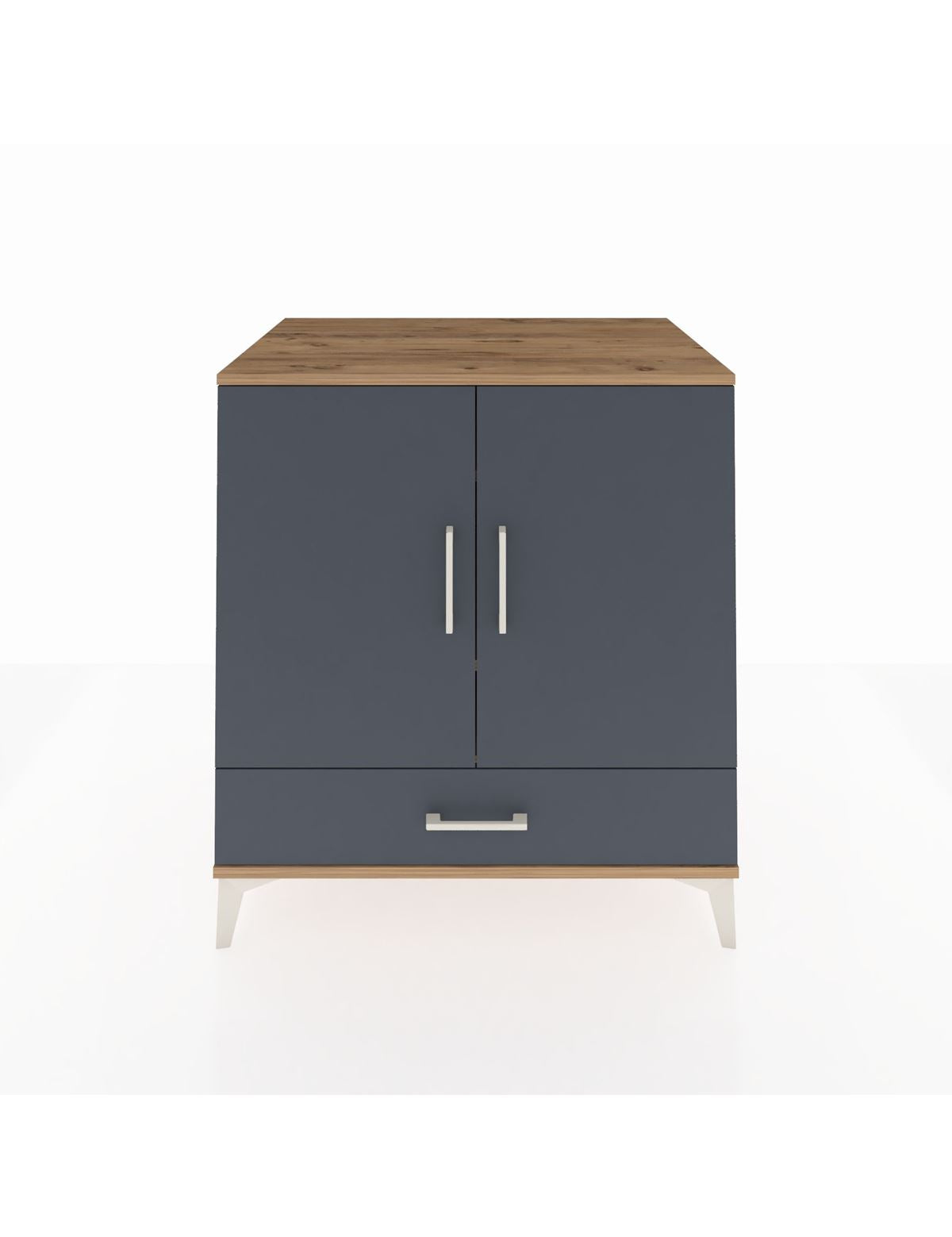 Kronos Şifonyer 3 Raflı Tek Çekmeceli 2 Kapaklı 88x59x96 Çam-Antrasit