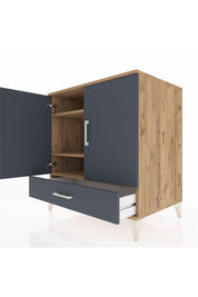 Kronos Şifonyer 3 Raflı Tek Çekmeceli 2 Kapaklı 88x59x96 Çam-Antrasit