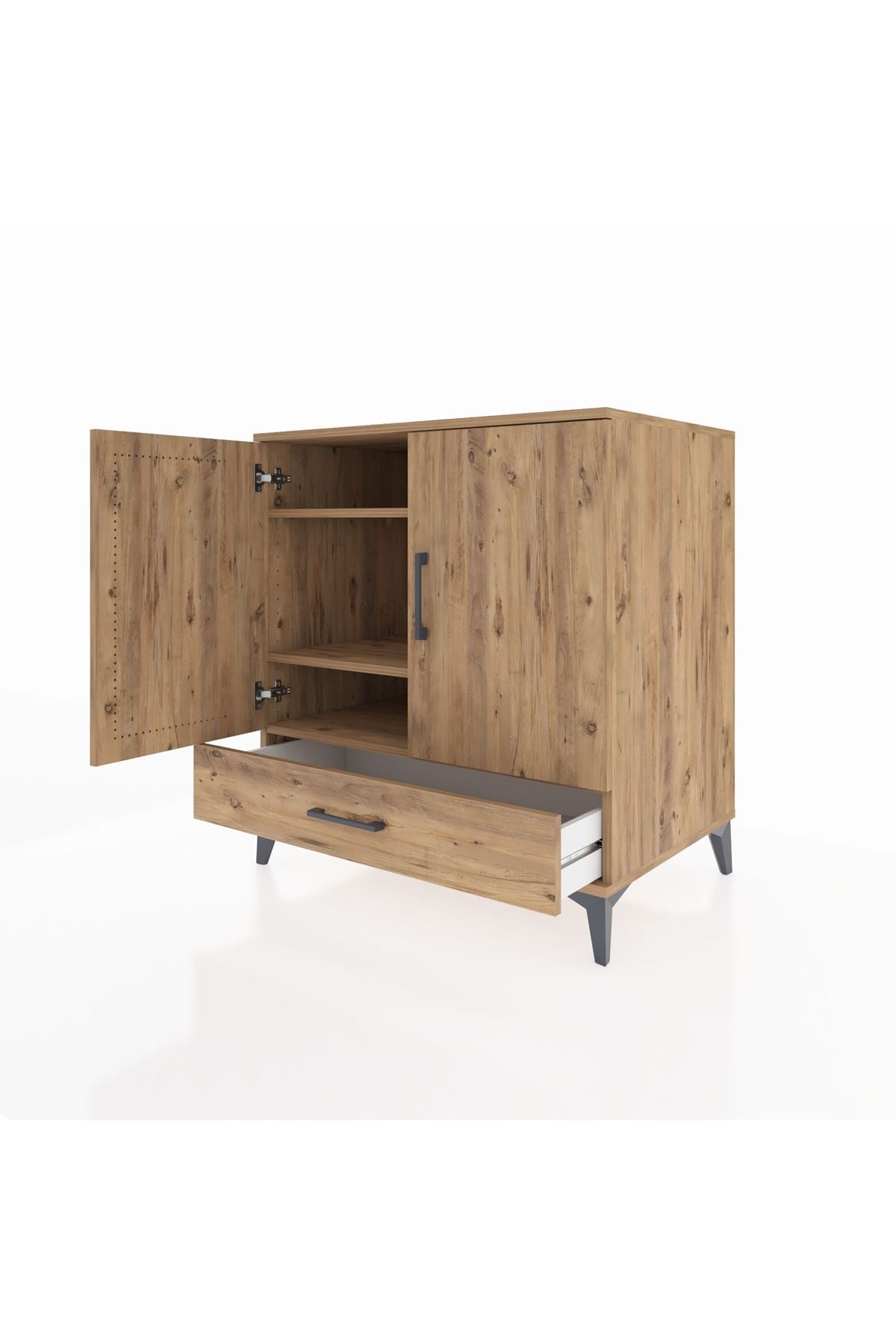 Kronos Şifonyer 3 Raflı Tek Çekmeceli 2 Kapaklı 88x59x96 Çam-Çam