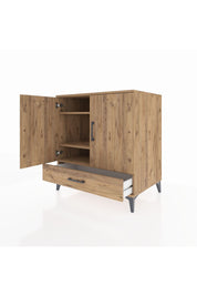 Kronos Şifonyer 3 Raflı Tek Çekmeceli 2 Kapaklı 88x59x96 Çam-Çam