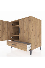 Kronos Şifonyer 3 Raflı Tek Çekmeceli 2 Kapaklı 88x59x96 Çam-Çam