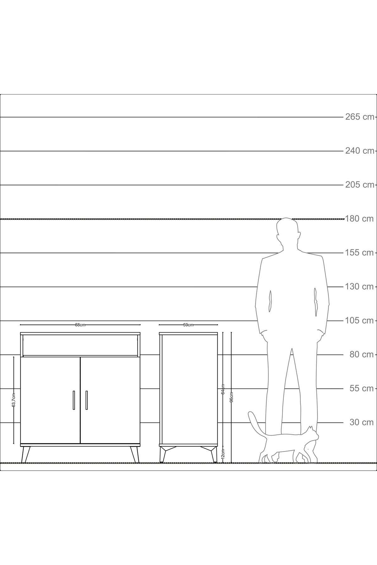 Kronos Şifonyer 3 Raflı 2 Kapaklı 88x59x96 Aytaşı-Aytaşı