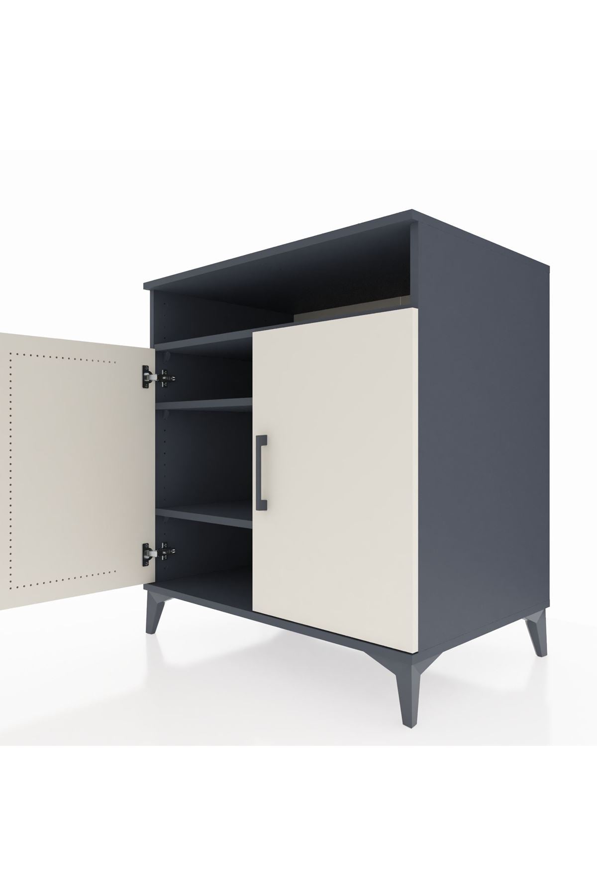 Kronos Şifonyer 3 Raflı 2 Kapaklı 88x59x96 Antrasit-Aytaşı